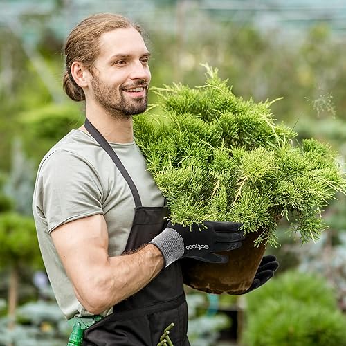 Miniatura 8 de COOLJOB Guantes de jardinería para hombres, 6 pares de guantes de jardín con revestimiento de goma transpirable para paisajismo, guantes de trabajo