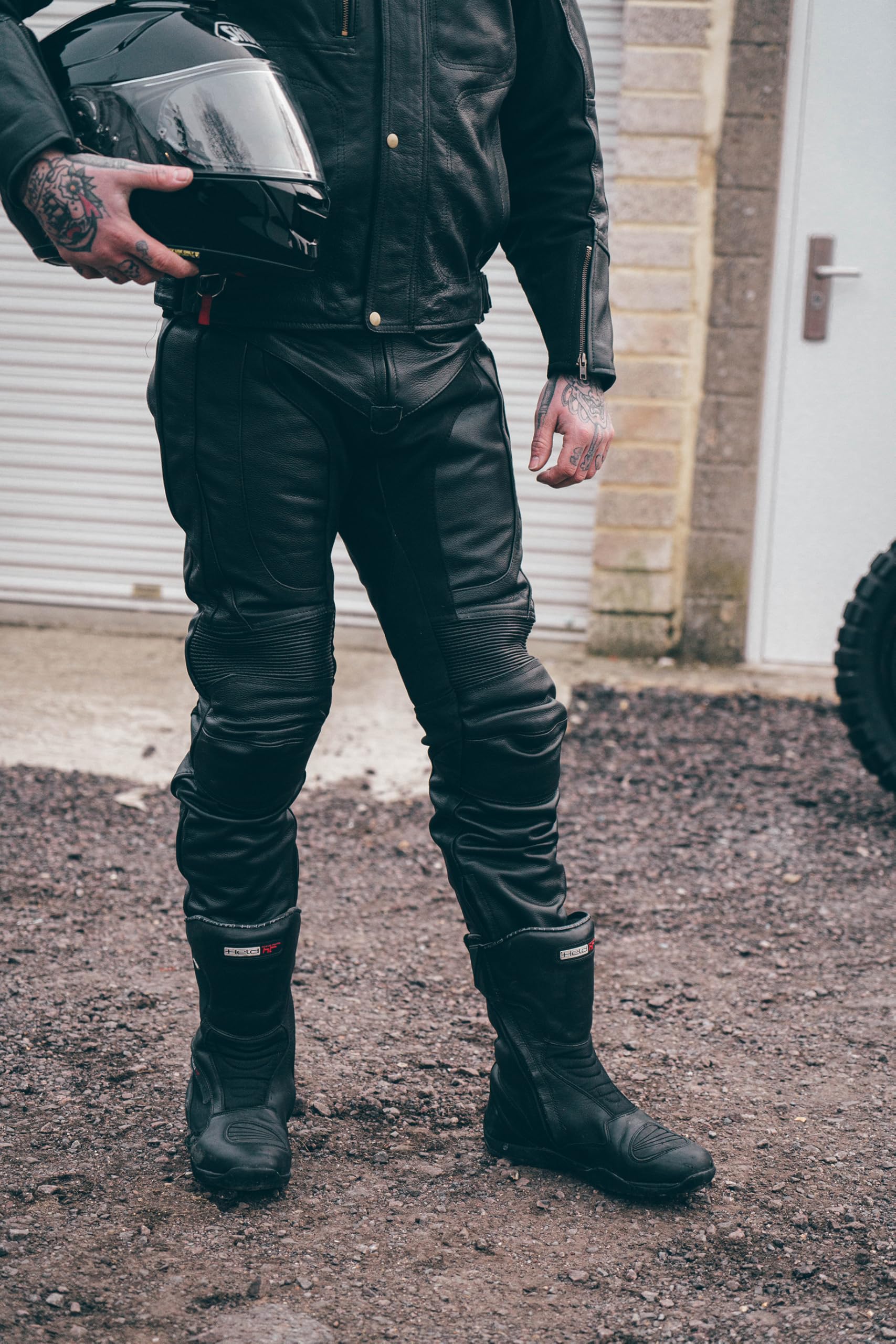 Texpeed motorradhose leder herren mit protektoren - Schwarz Vollnarbiges Lederhose echtleder mit rüstung (EN 1621-1) Biker gepanzerte