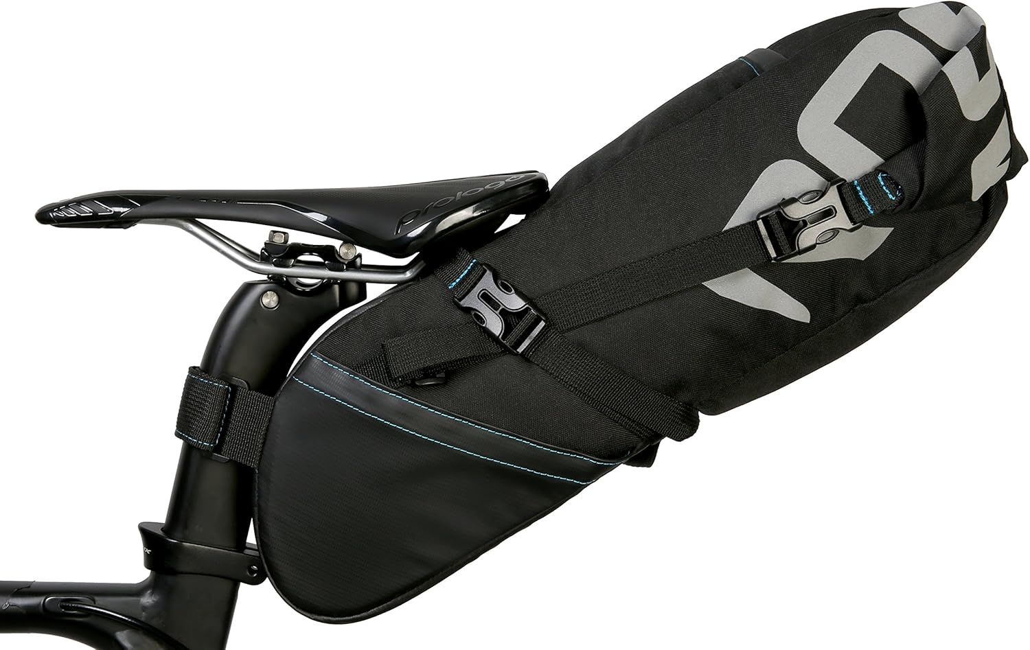 Roswheel 131414 Adjustable 3-8L Bike Saddle Bag Bicycle Under Seat Pack Cycling Accessories Tail Pouch for Bikepacking, Black