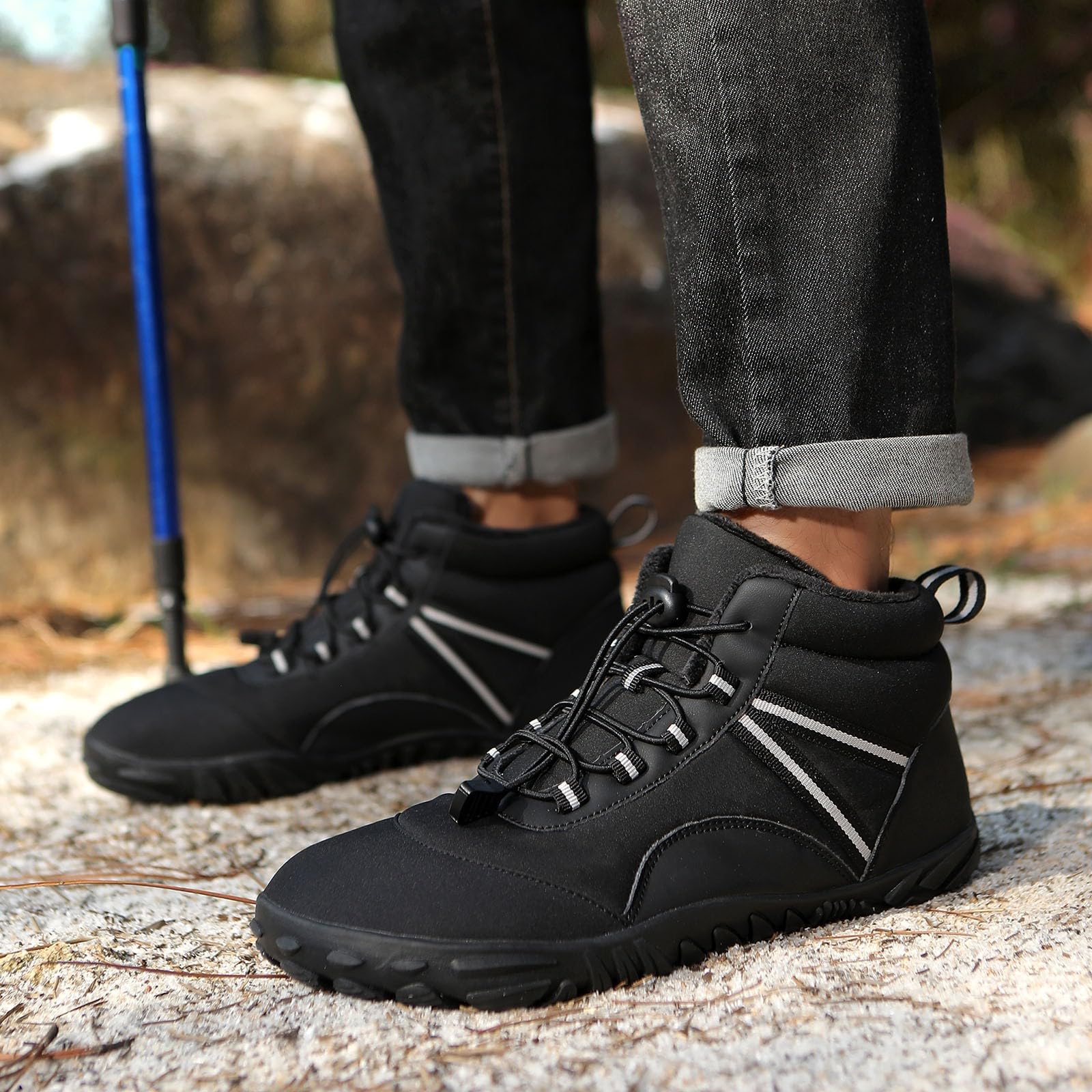 Botines de Invierno para Parejas, con Forro Polar, cálidos y cómodos, con Cordones elásticos, Ideales para Clima frío, Senderismo y Uso Diario Informal, Antideslizantes_1