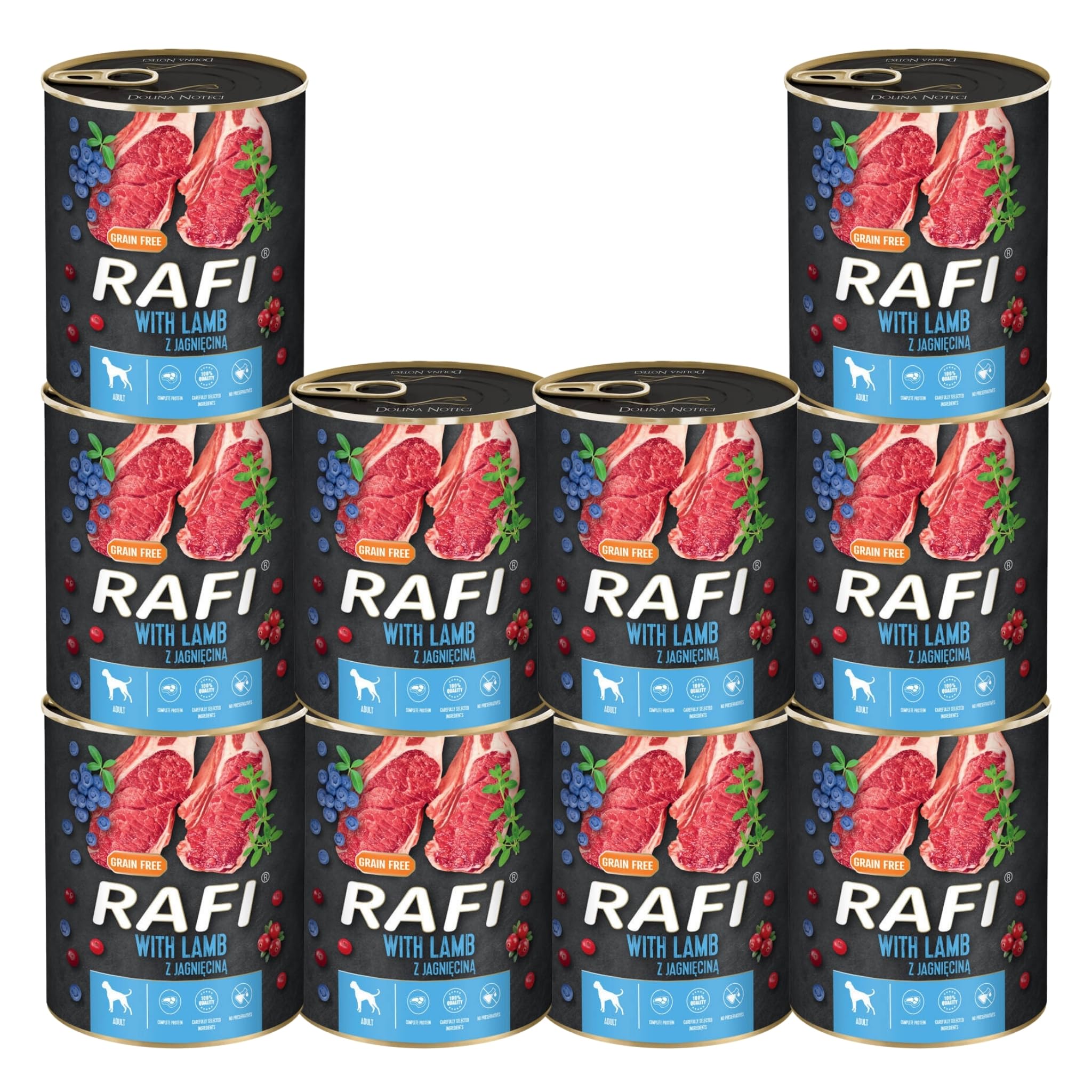 Rafi Complete Wet Dog Food with Lamb for Adult Dogs 10 x 800g Cans
