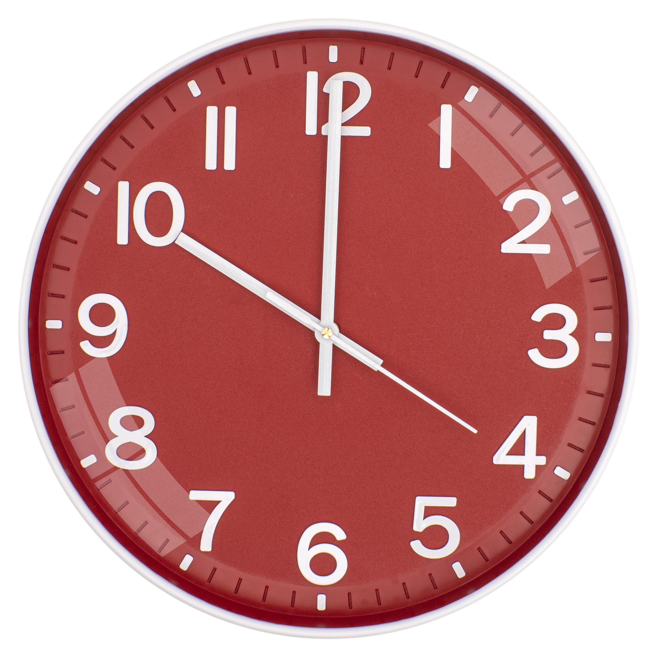 Claiez Wall Clock 12" Silent Quartz Decorative Latest Wall Clock Non-Ticking Classic Clock Battery Operated Round Easy to Read for Room/Home/Kitchen/Bedroom/Office/School(Red)