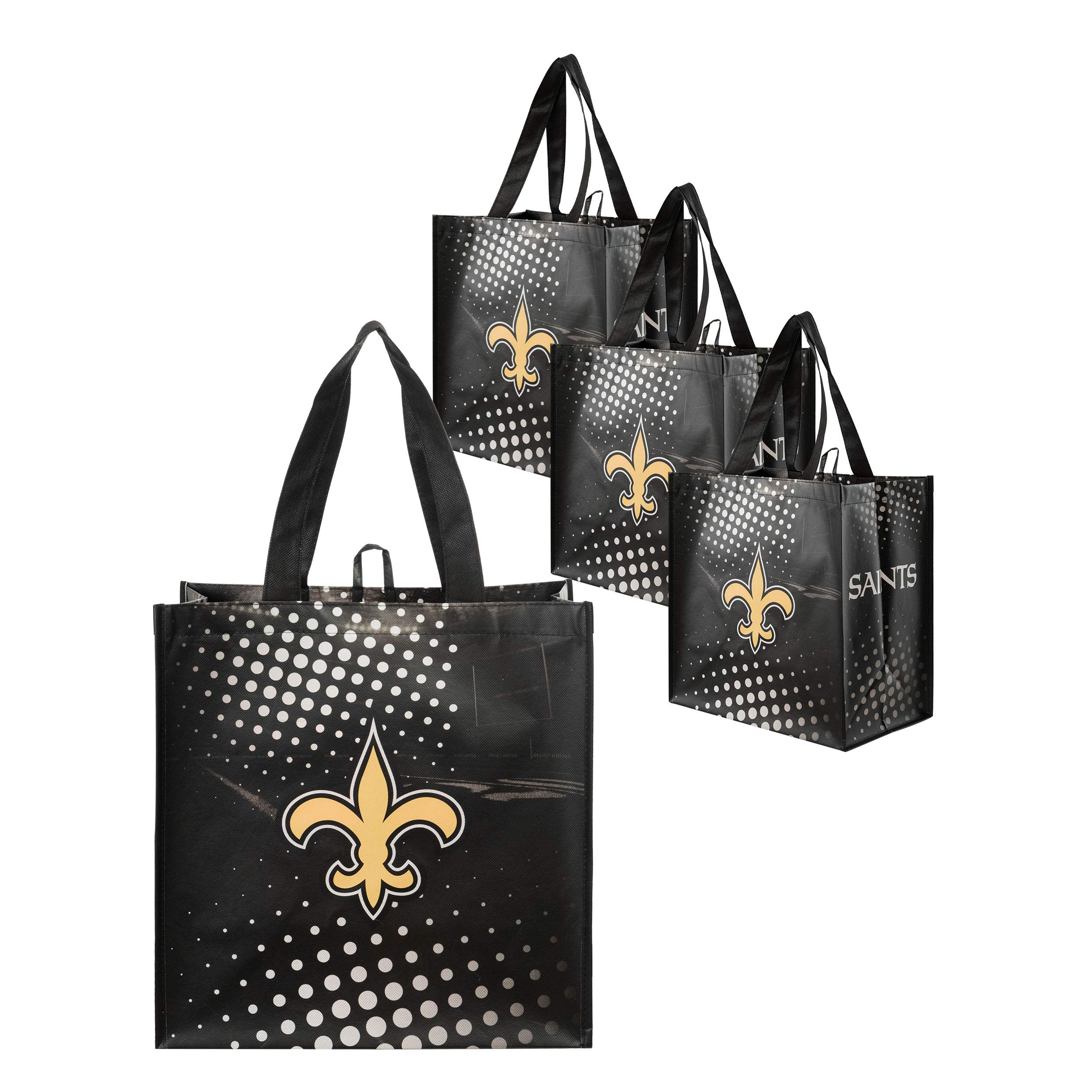 FOCO NFL unisex-adult Nfl Team Logo 4-pack Reusable Grocery Shopping Bags Totes