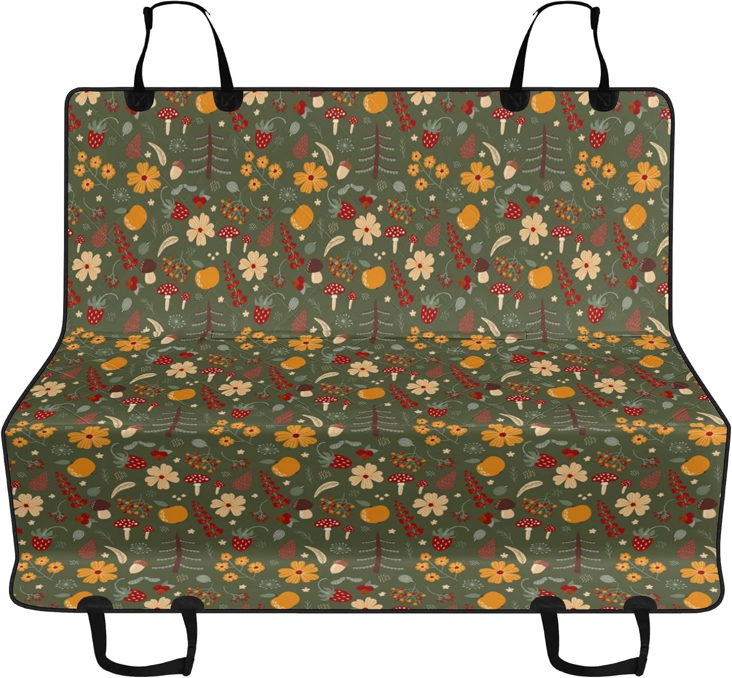 POPCUSTOMS Custom Christmas Print Dog Car Seat Covers for Back Seat Personalize Pet Travel Non Slip Waterproof Back Seat Protector Scratch-Proof Dog Hammock for CAR Trucks SUVS (2 Sizes)