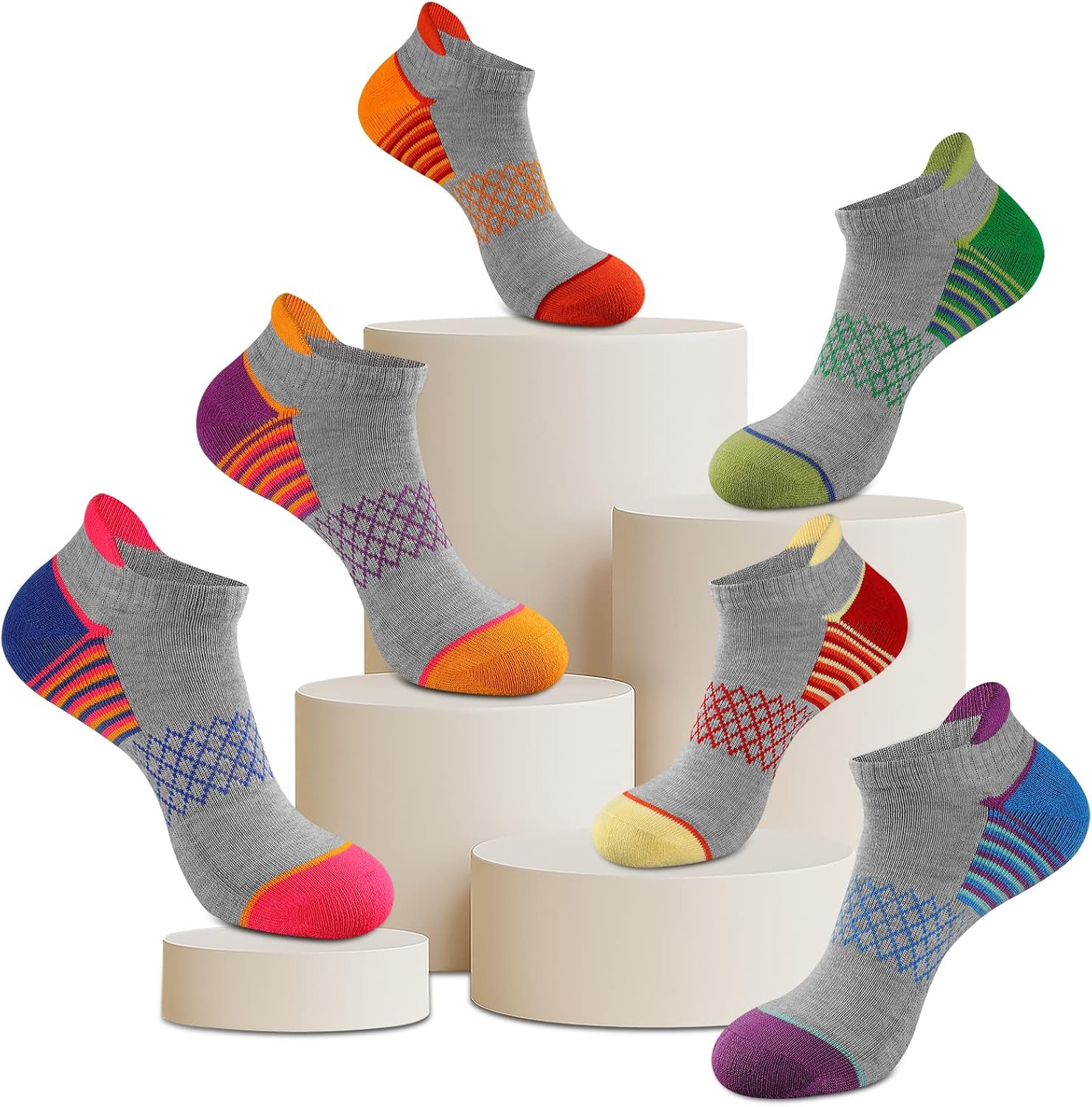 eallco Womens Ankle Socks Athletic Running Socks Sport Cushioned Socks With Tab 6 Pairs - Image 6