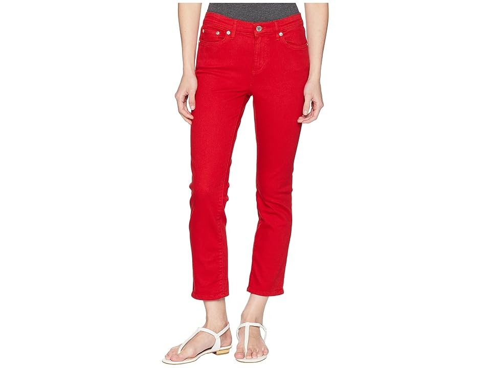 

LAUREN Ralph Lauren Petite Ultra Straight PFD Denim Straight w/ Cuff (Lipstick Red Wash) Women's Jeans
