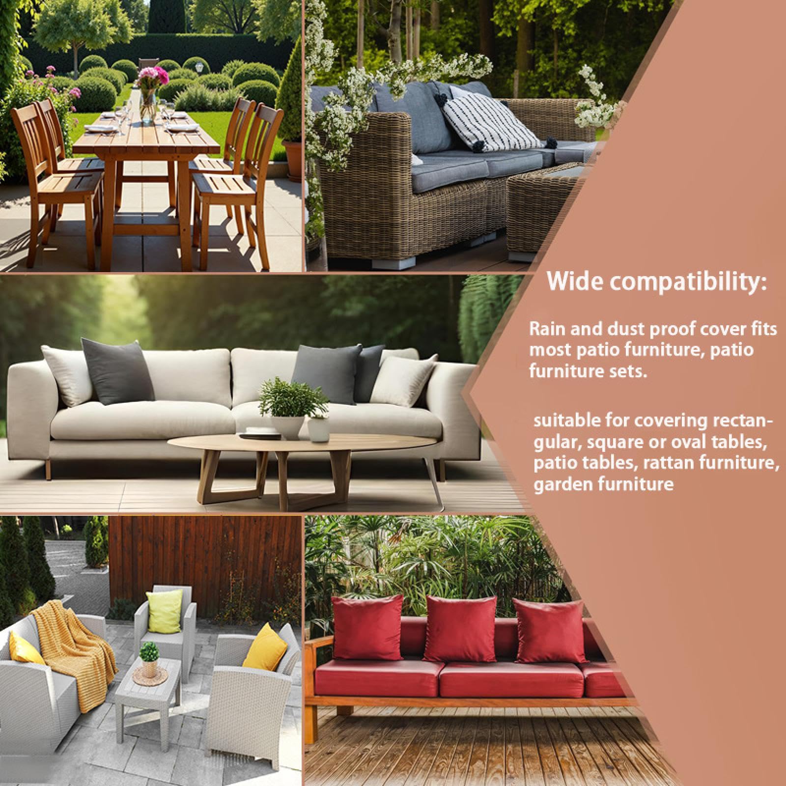Funda Muebles Jardin Impermeable 370 Largo x 55 Ancho x 95 Alto/cm Anti-UV Fundas Sofa Exterior Impermeable,Protector Mesa Exterior,420D Oxford Fundas Impermeable para Muebles De Jardin