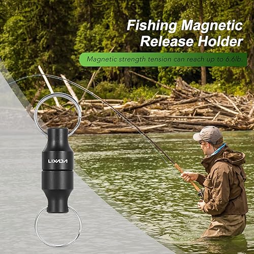 Miniatura 5 de LIXADA Soporte de liberación de red magnética para pesca Zinger Retractores de red de pesca con mosca, clip magnético, conector de red de aterrizaje