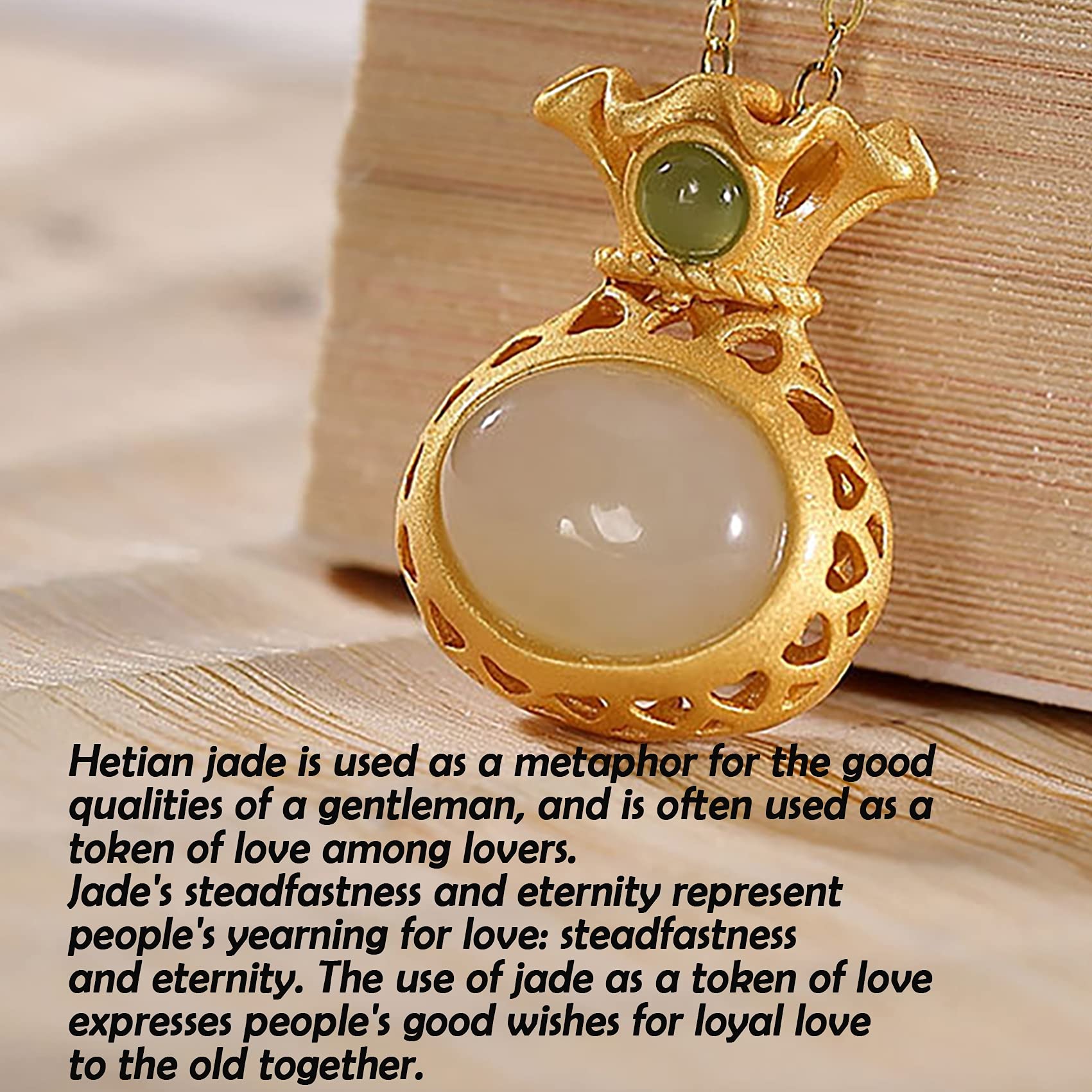 Feng Shui Halskette, Sterlingsilber, Halskette mit hetianischem Jade-Amulett, Geldbeutelanhänger, Halskette, Urlaubsschmuck für Frauen, Goldkette, Choker, Talisman, zieht Reichtum und Glück an