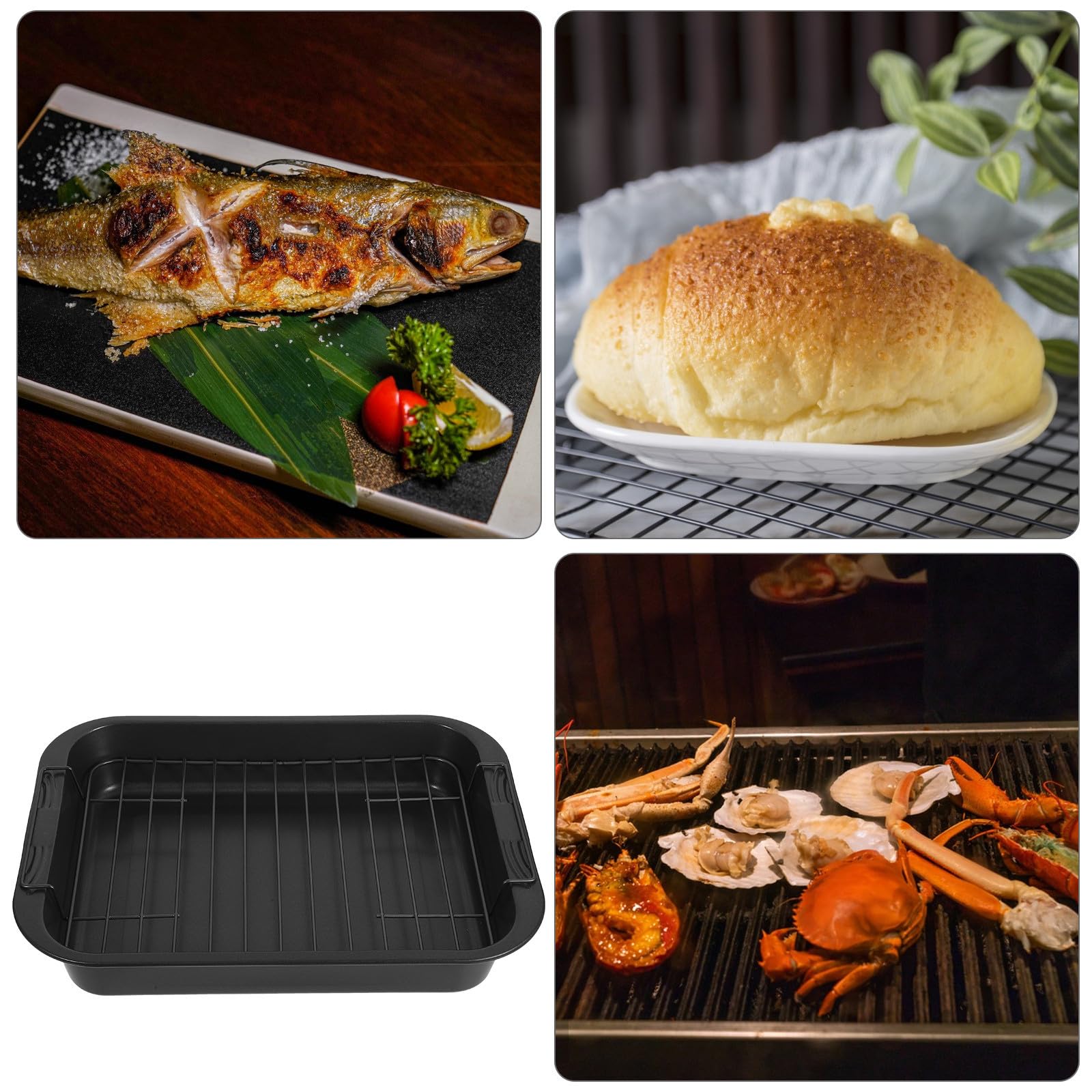 Luxshiny Molde y Uso Profesional Antiadherente de Acero al Carbono Rectangular Diseño Profundo para Hornear Pasteles y Galletas en Cocina