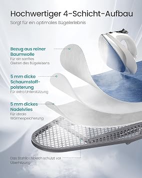 SONGMICS 4ft x 15 Ironing Board Height Adjustable Folding Board