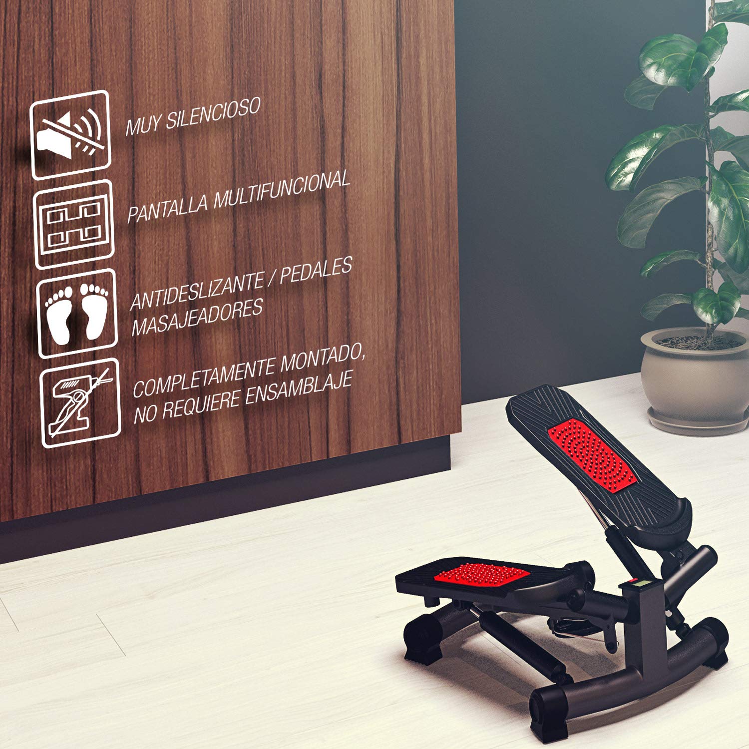 Sportstech STX300 Stepper Twister Stepper con Power Ropes - STX300 - Stepper giratorio y sidestepper para principiantes y avanzados, con pantalla, resistencia al entrenamiento en casa