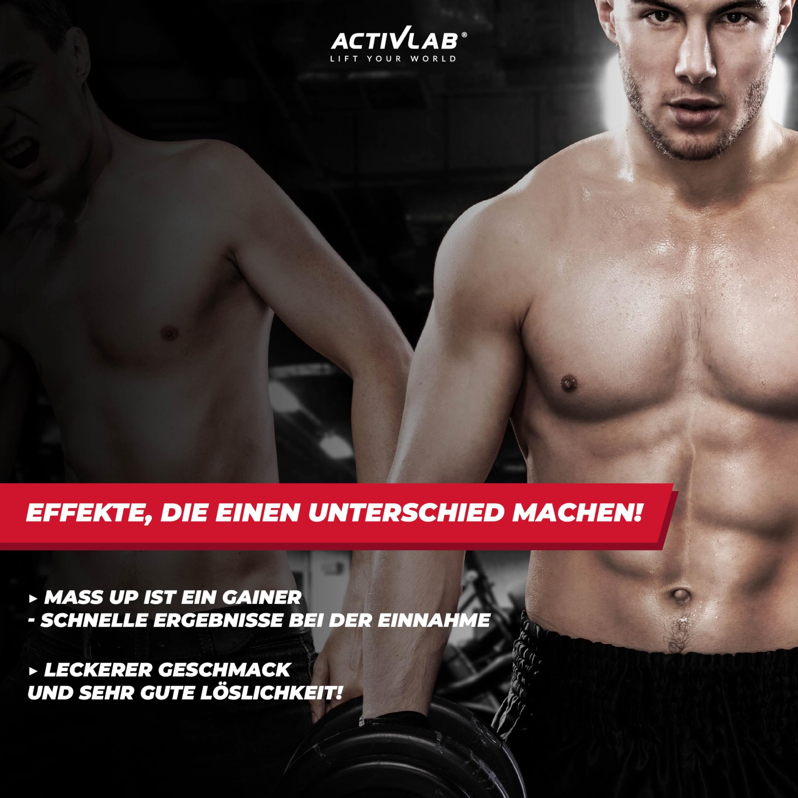 Activlab Whey Protein Weight Gainer - Kohlenhydrat und Molkenprotein - für schnellen Muskelaufbau - mit Kreatin und Taurin - 50 Portionen - Mass Up 5000 g Erdbeere