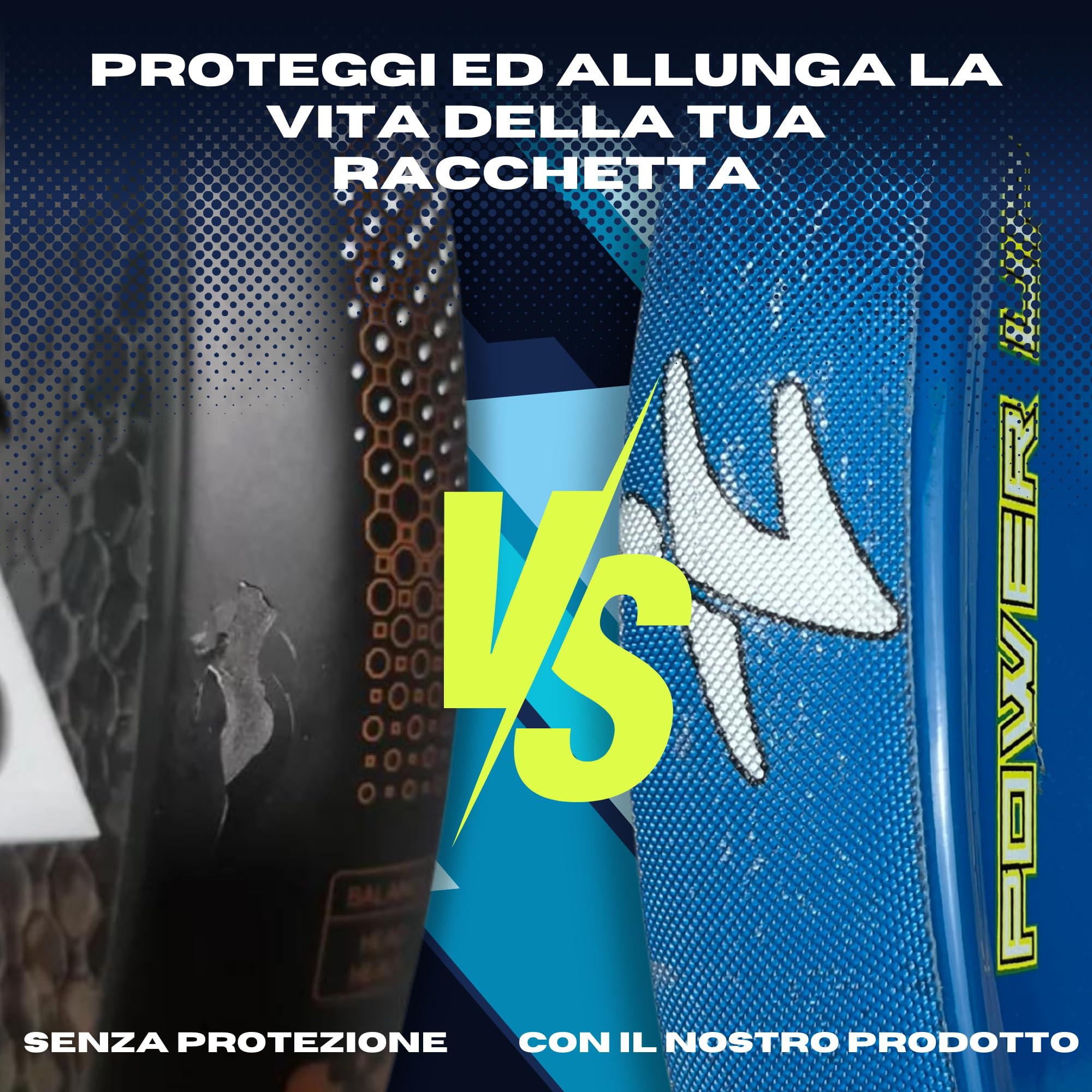 Ph Pro Heat Protezione Racchetta Padel Transparente Ruvido - Protettore Racchetta Multigranulato, Resistente - Paracolpi Padel Facile da Applicare e Adattabile 35x370mm.