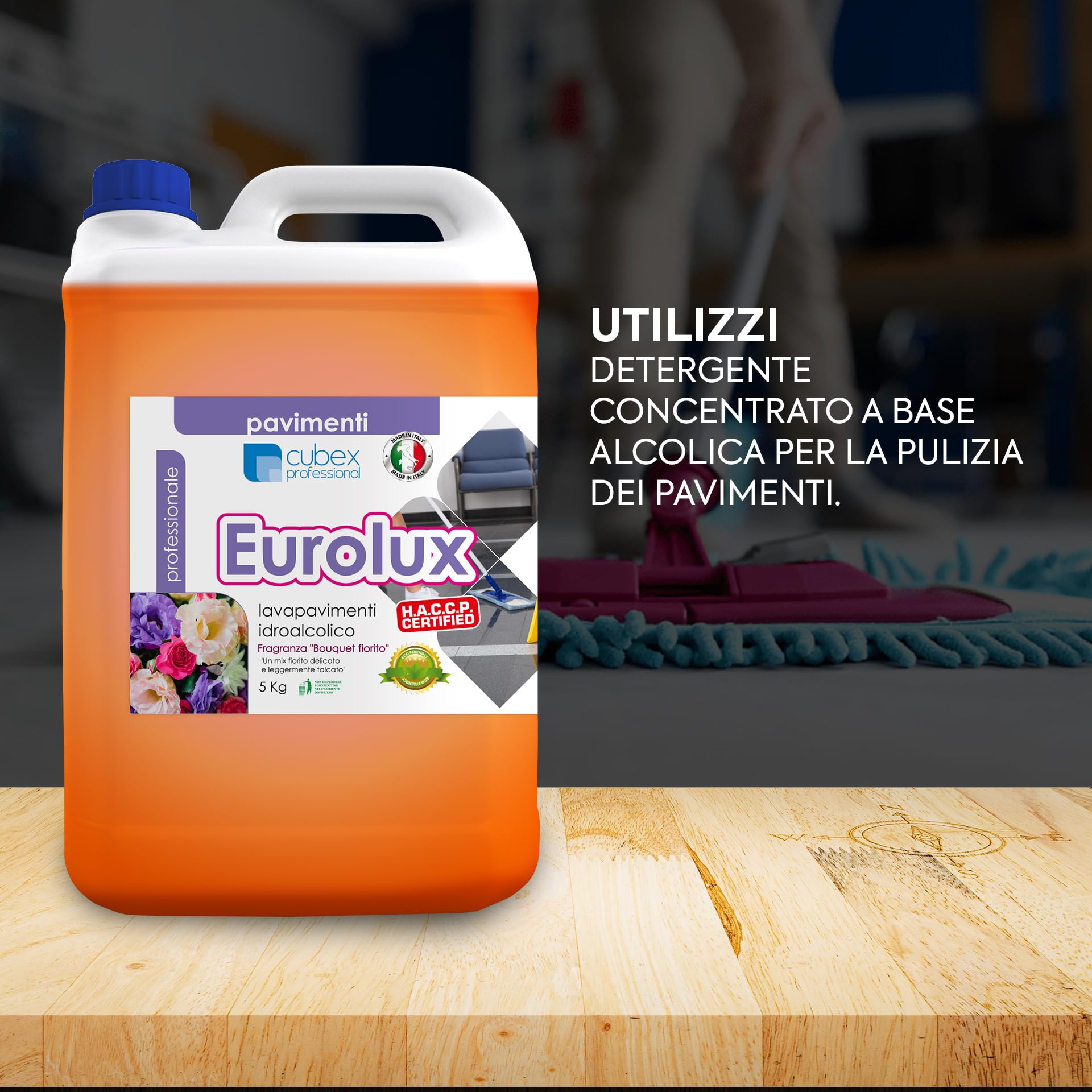 Cubex Professional - Detergente concentrado a base de alcohol para suelos de mármol Eurolux 4 x 5 kg