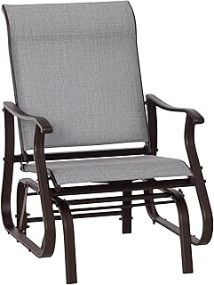 Outsunny Outdoor Glider Chair, Gliders for Outside Patio with Steel Frame and Mesh Fabric for Backyard, Garden, and Porch, Gray