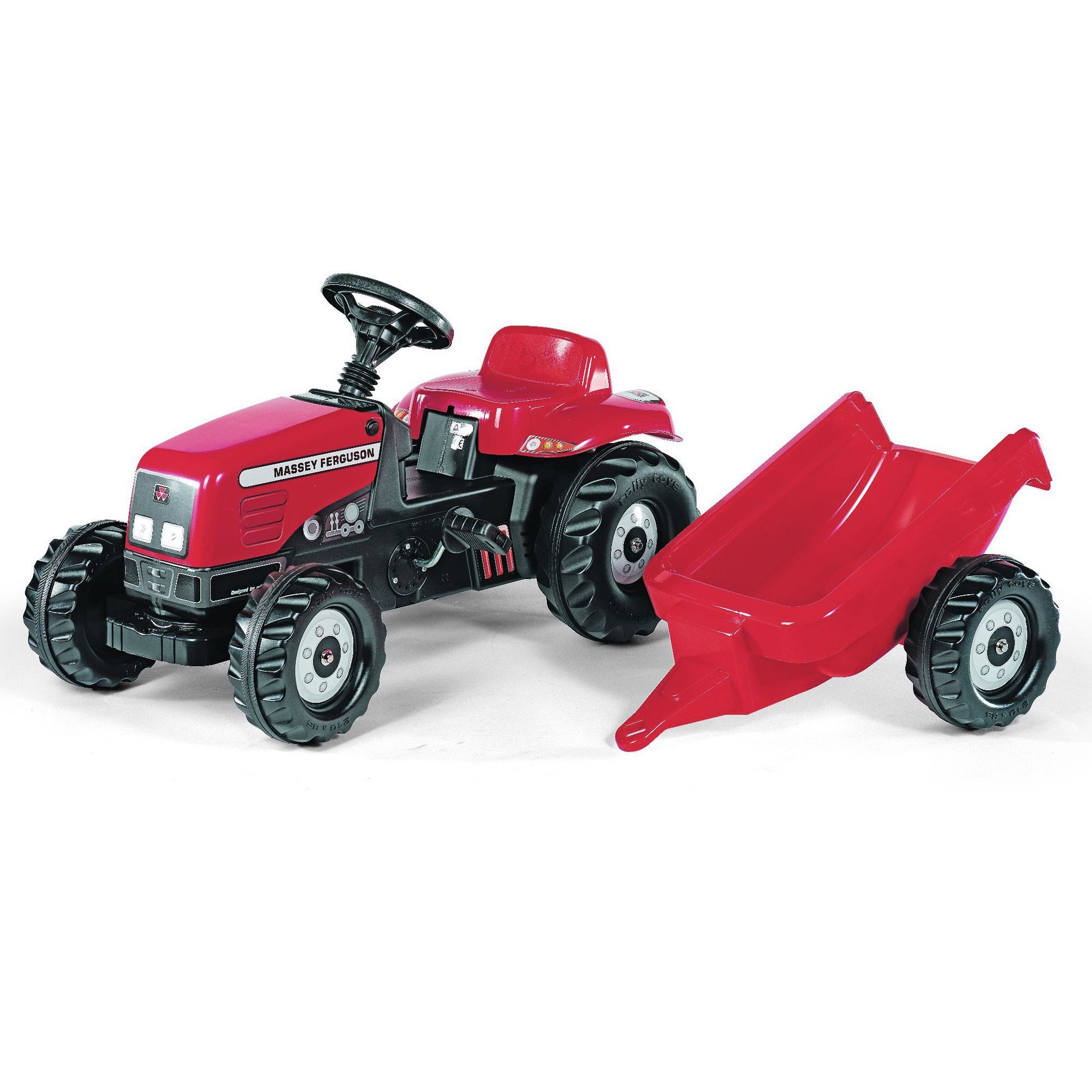 rolly toys rollyKid Massey Ferguson Kids Pedal Tractor with Loader and  Trailer 012305