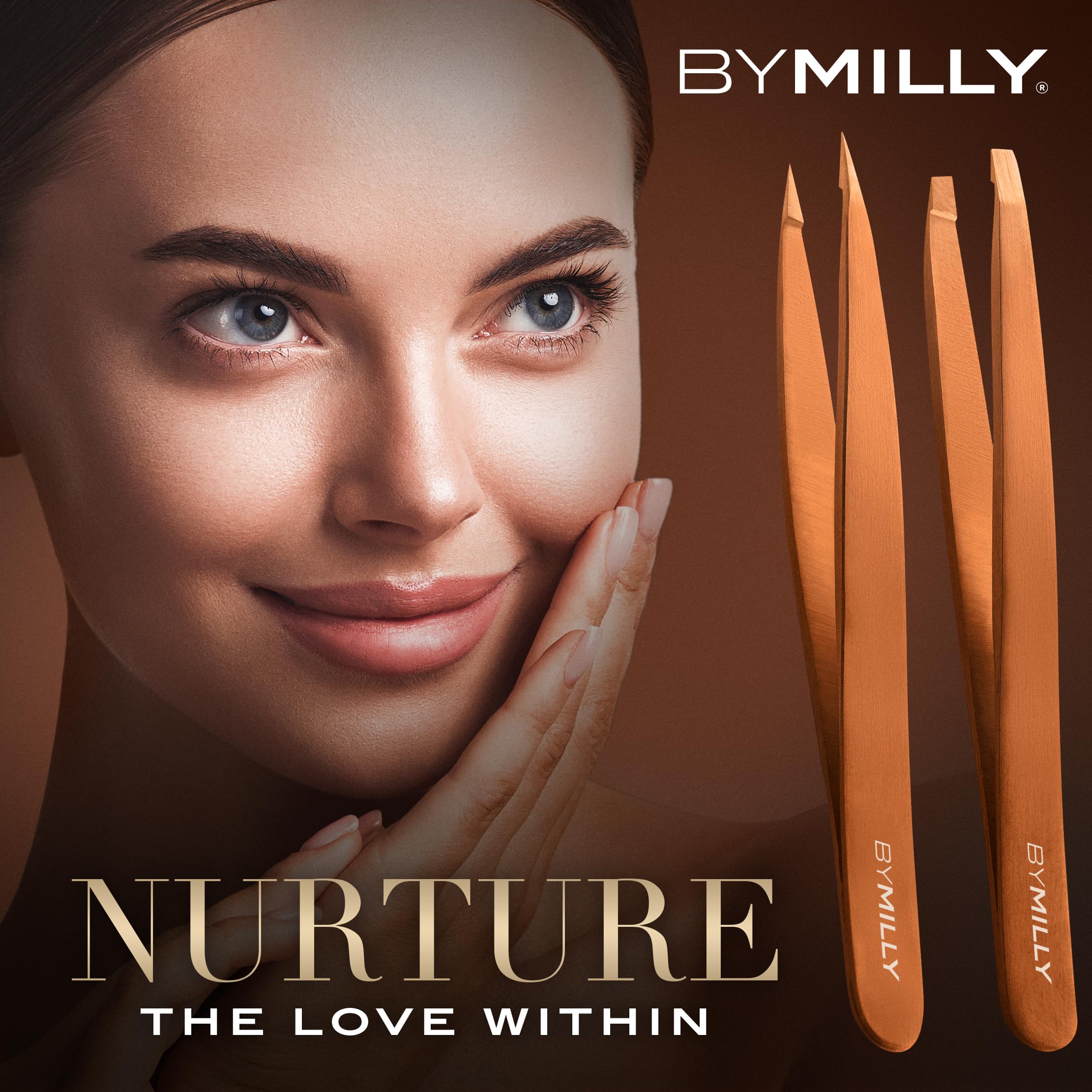 By MILLY Precision Tweezers Set - Slanted and Pointed Titanium-Plated
