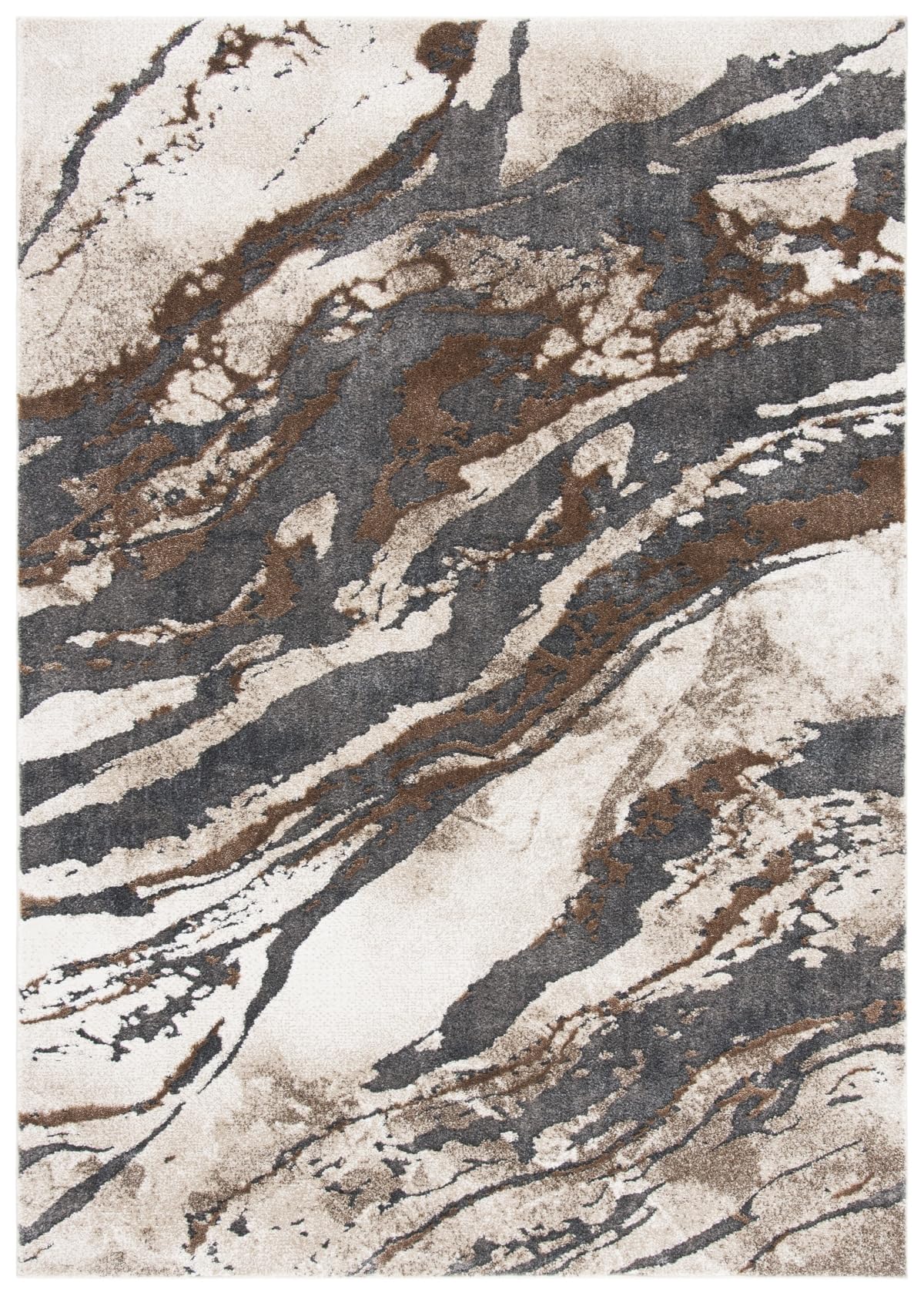 Tapis abstrait à poils moyens collection Pacific gris foncé beige 61x91