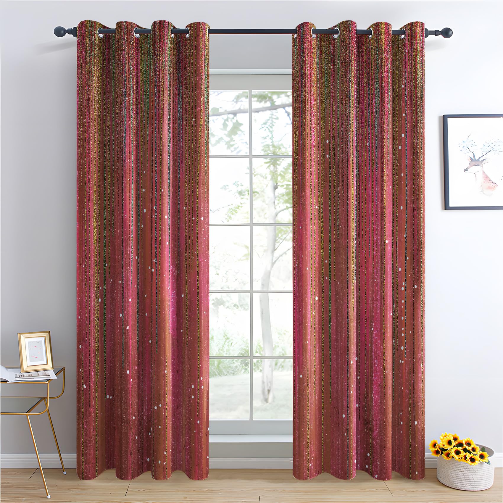 Venivici Abstract Blackout Curtains for Bedroom Living Room - 84 Inch Drop Curtains Eyelet, Glitter Stripe Luxury Patterned Window Treatments, Thermal Insulated Drapes 52x84 2 Panels