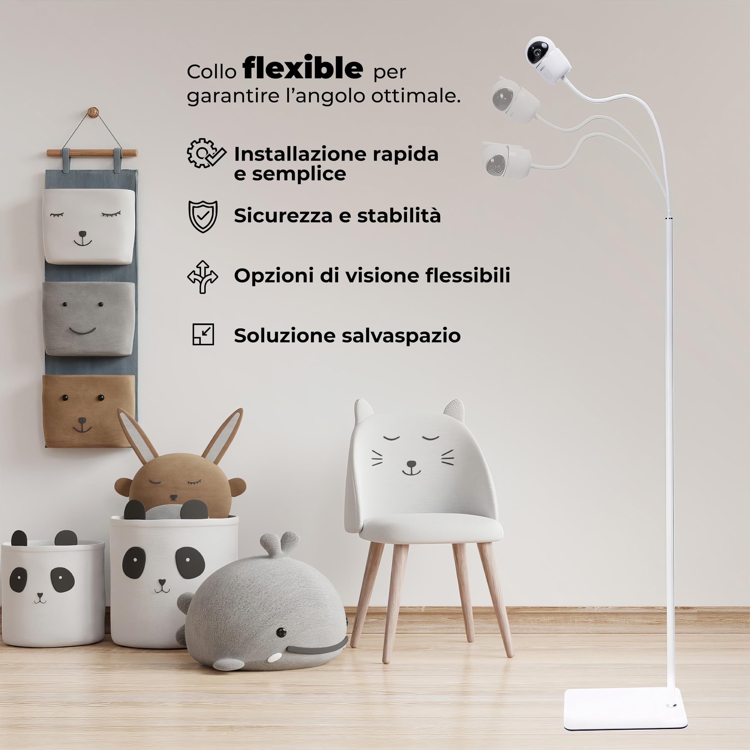 goozie Supporto da pavimento per baby monitor, compatibile con i modelli di fotocamera universale Babysense, Boifun, Hellobaby, GHB, Tapo, Vtech e tutte le fotocamere con vite da 1/4 di supporto per