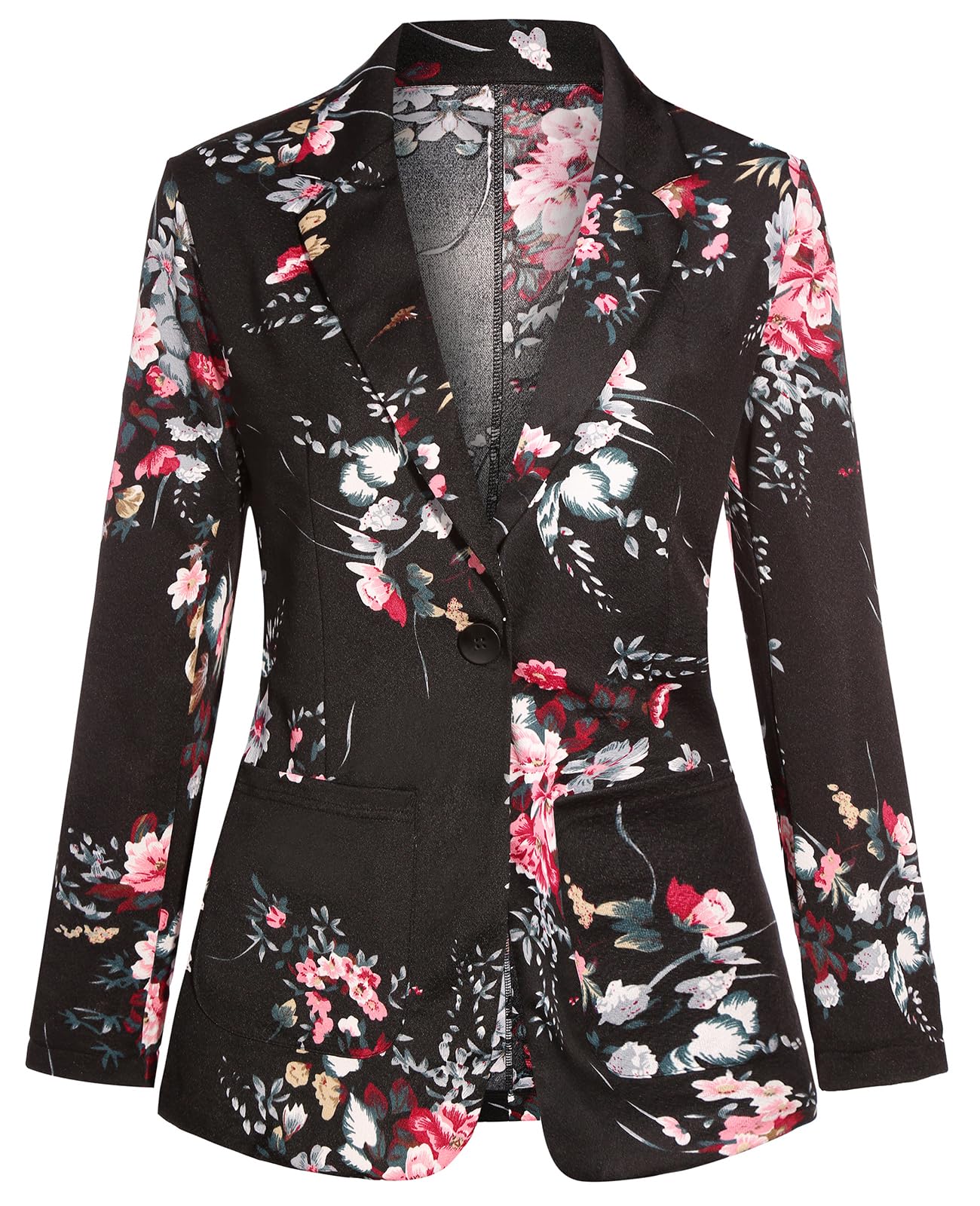 Blazers for Women Long Sleeve Button Front Blazer Notch Lapel Casual Work Office Suit Jackets with Pocket
