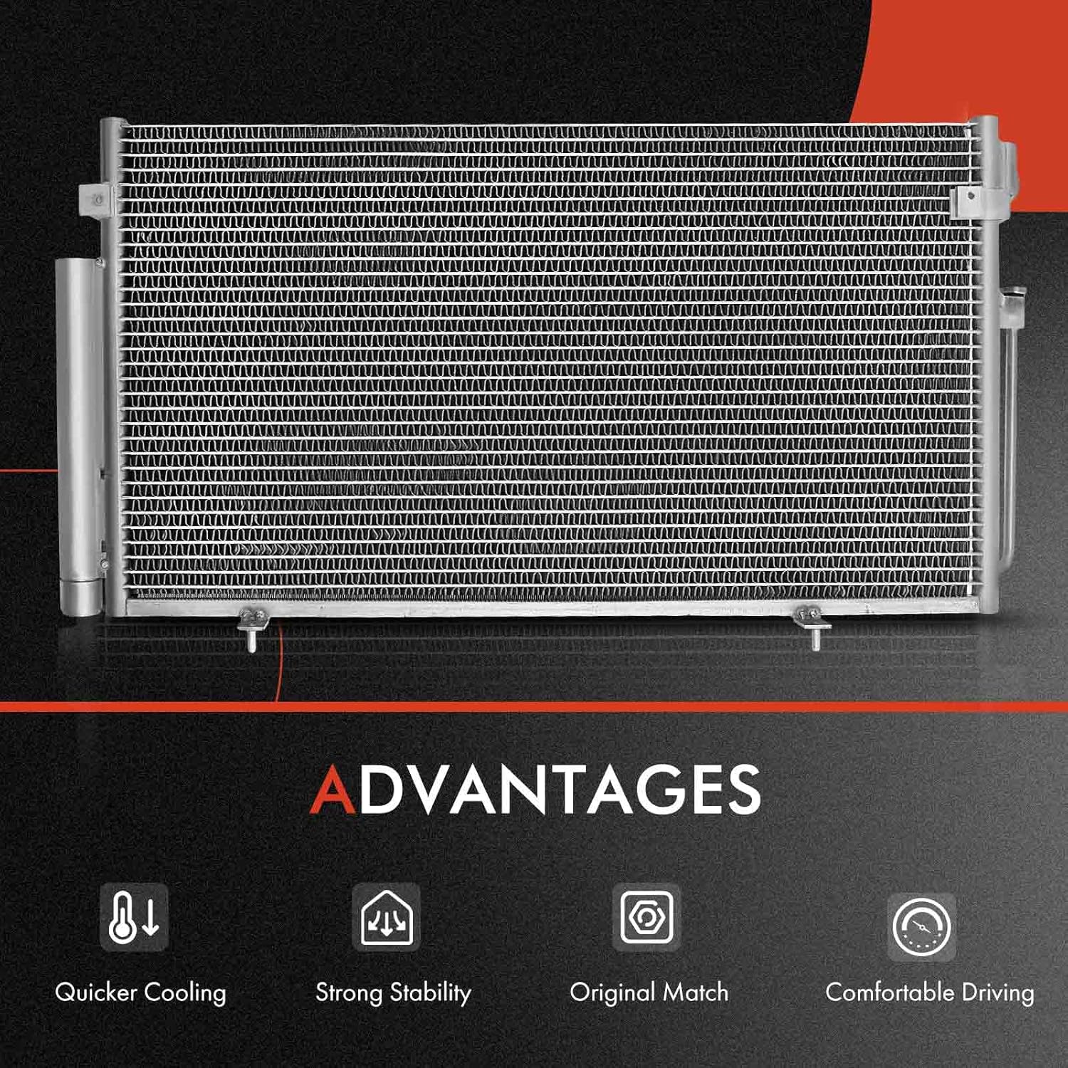 A-Premium Air Conditioning A/C Condenser Compatible with Subaru Impreza 2003-2007 & Saab 9-2X 2005-2006, 2.0L 2.5L, Replace# 73210FE010