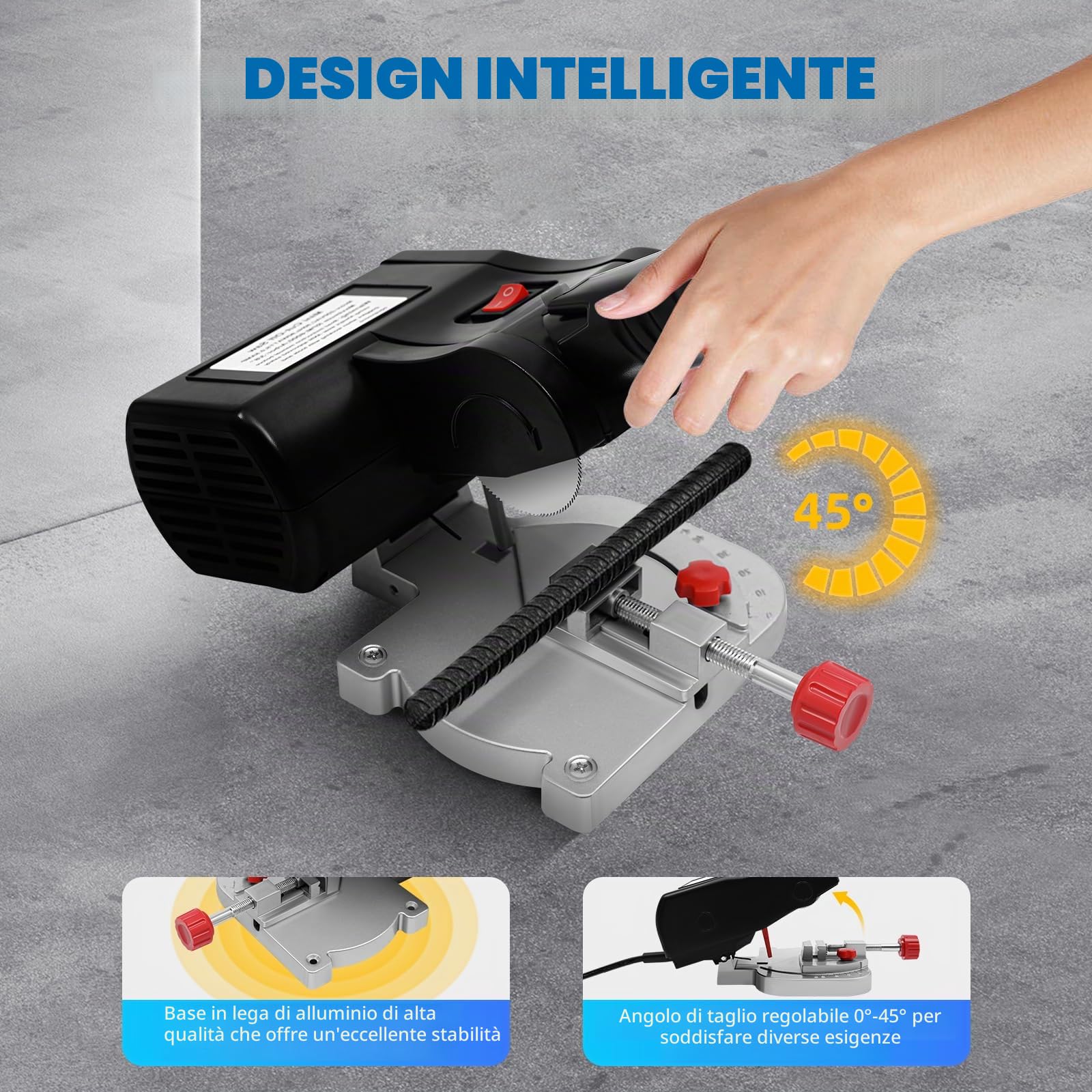 Troncatrice Elettrica 90 W 4500 Rpm Per Metallo Taglio Legno -45° Mini Sega Circolare Da Tavolo Con Lama Per Sega In Metallo E Lama Per Sega In Resina