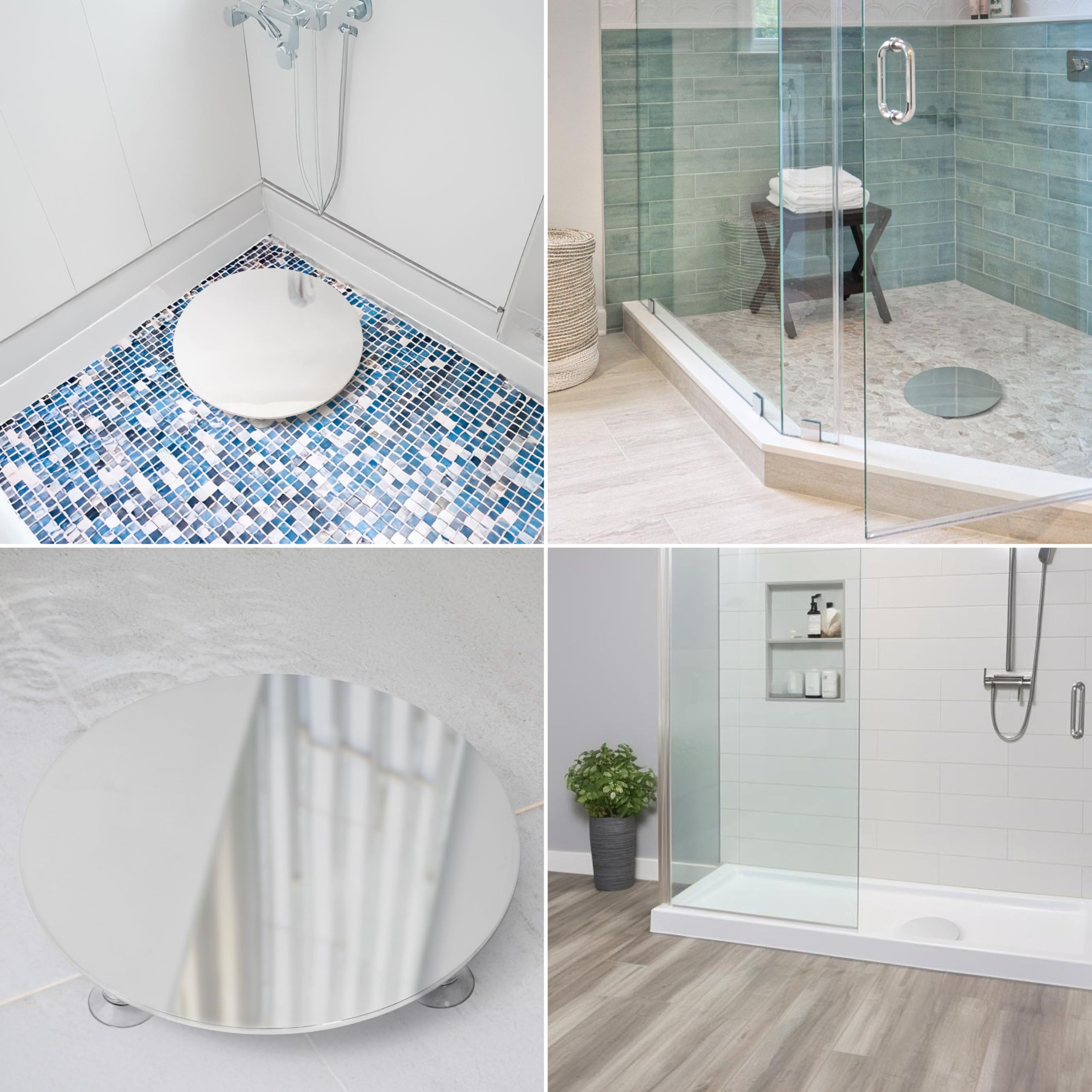 Coperchio universale per scarico doccia, Ø 190 mm, in acciaio inox da 2,8 mm, installazione a ventosa, compatibile con tutte le marche come Viega, Grohe, Geberit, Dallmer, Wirquin, ecc.