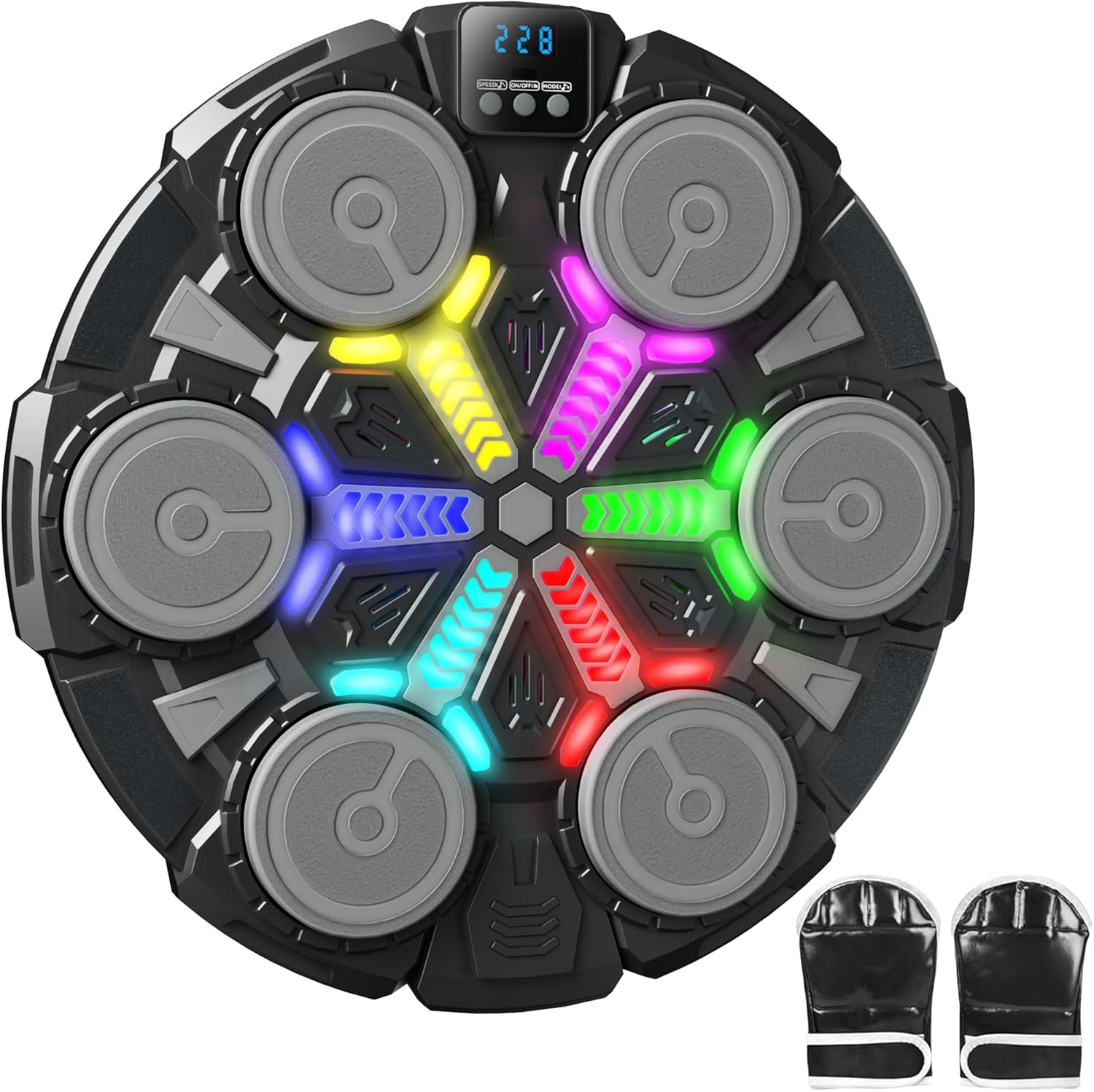 Music Boxing Machine for Kids, Wall Punching Pad with Gloves, 3 Speed Modes, Bluetooth, Smart, Beat Lights, Home Workout Training Boxing Equipment Sport Toys for Boys Girls Teen and Adults