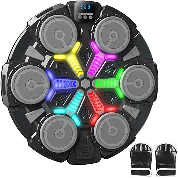 Music Boxing Machine for Kids, Wall Punching Pad with Gloves, 3 Speed Modes, Bluetooth, Smart, Beat Lights, Home Workout Training Boxing Equipment Sport Toys for Boys Girls Teen and Adults
