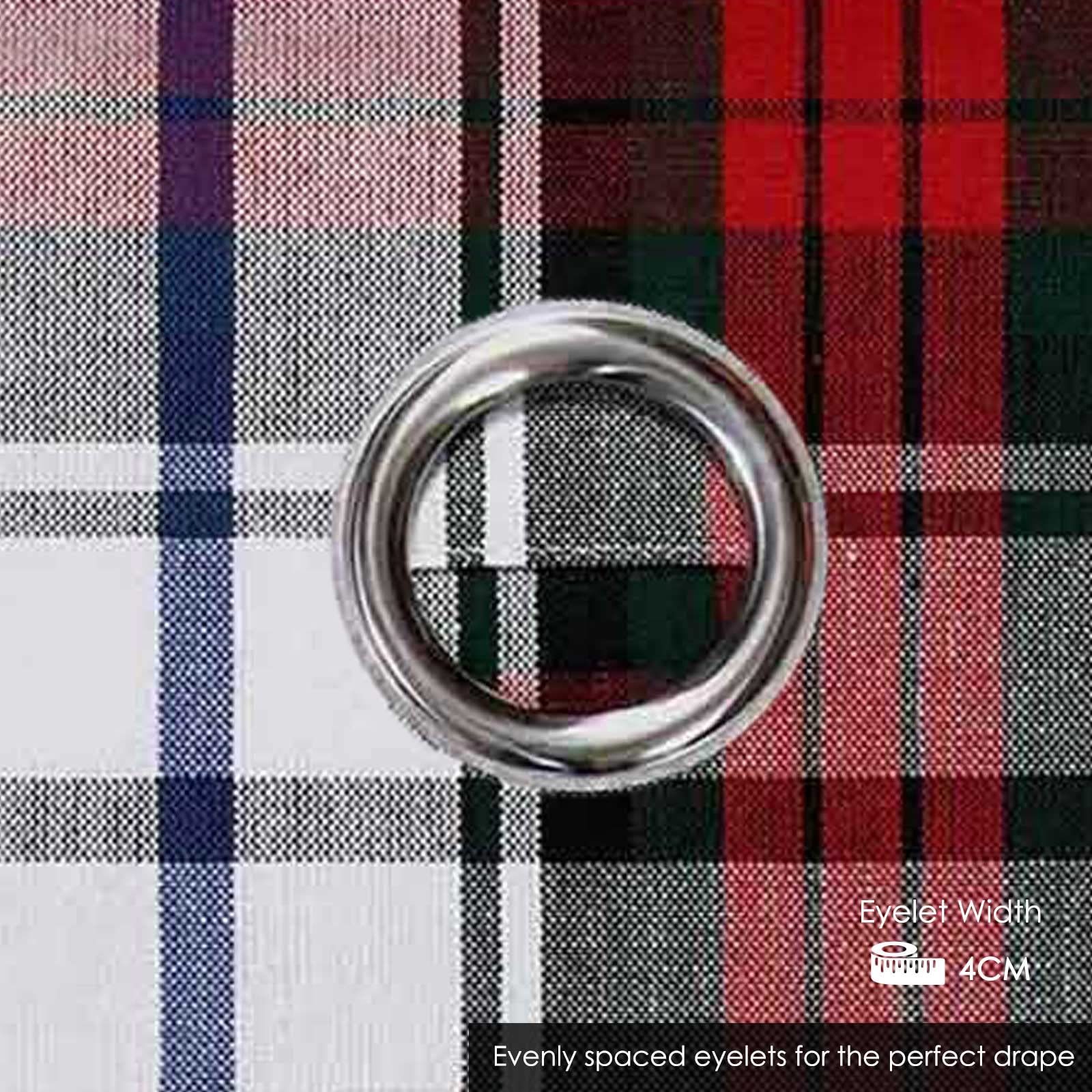 Homescapes Coppia di tende in cotone con occhielli, motivo Tartan a quadretti colore: bianco, rosso e verde 182 x 227 cm rosso