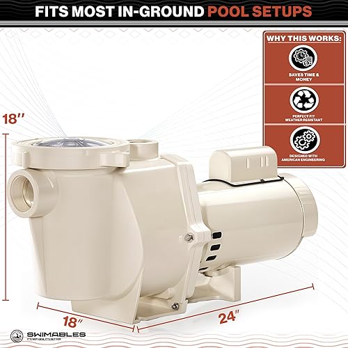 Miniatura 5 de Swimables 011514 WhisperFlo Bomba de piscina de una sola velocidad de 1.5 HP  Reemplazo de bombas de piscina WhisperFlo de alta calidad de alto