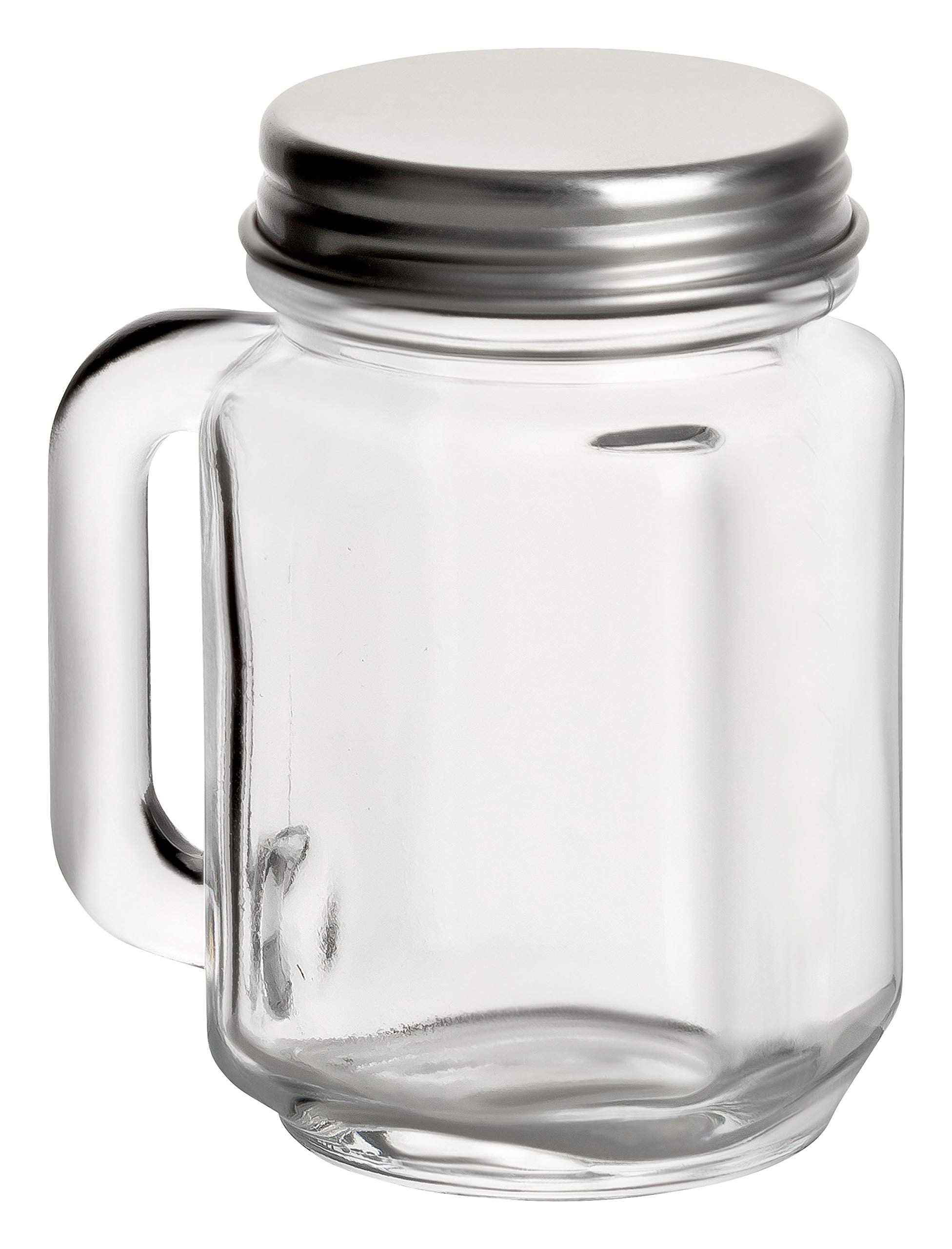gouveo Set di 24 Mini bicchieri 30 ml con manico e tappo a vite (0,03 l) argentato – Bicchiere da shot, da liquore, di degustazione per buffet, bar di casa, catering (TGH030S)
