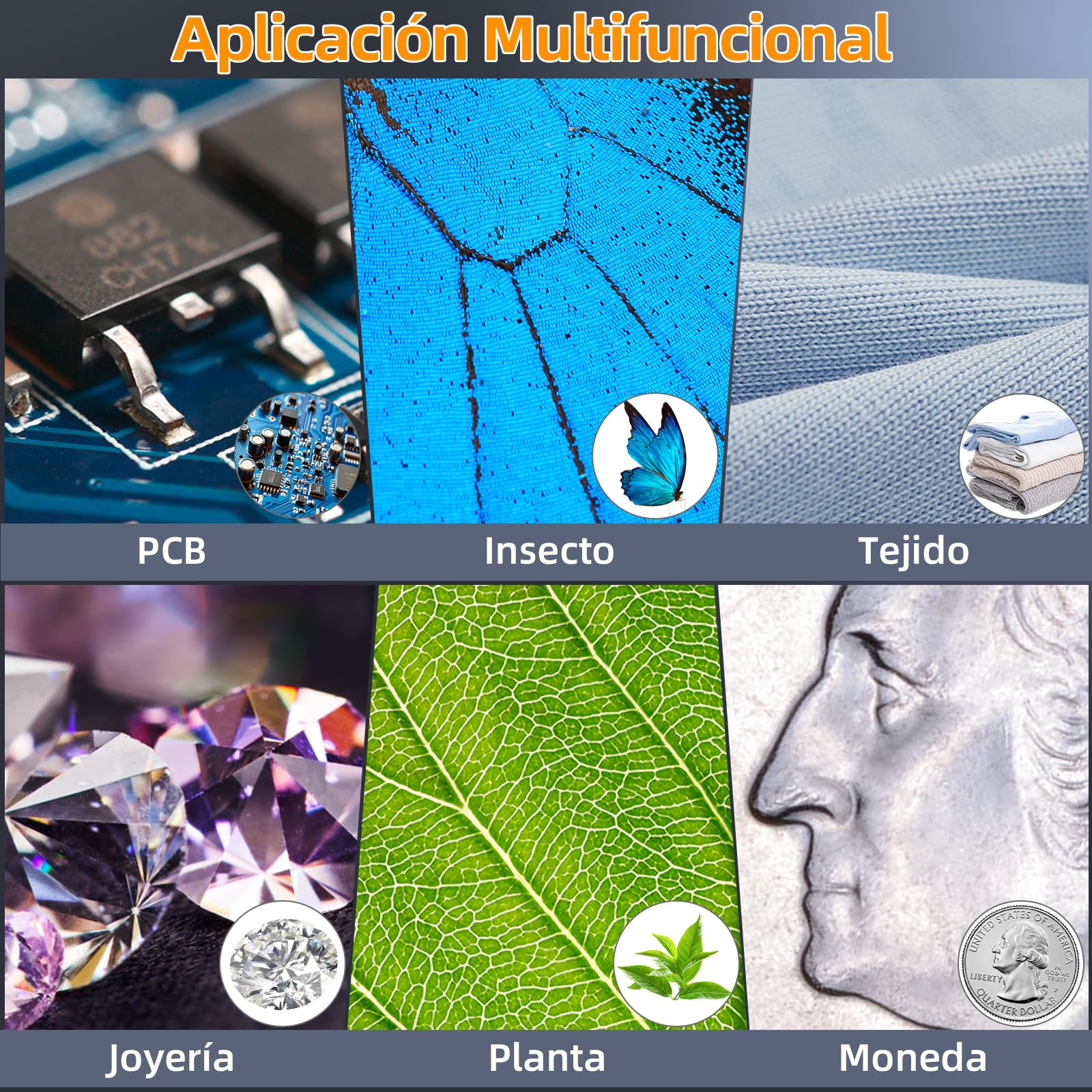 Microscopio para Adultos y niños - Pantalla IPS de 3 Pulgadas.Microscopio Digital Ahalfcit, 500 x de Aumento, Microscopio Electrónico Recargable, 8 Luces LED Ajustables, Compatible con PC - Negro