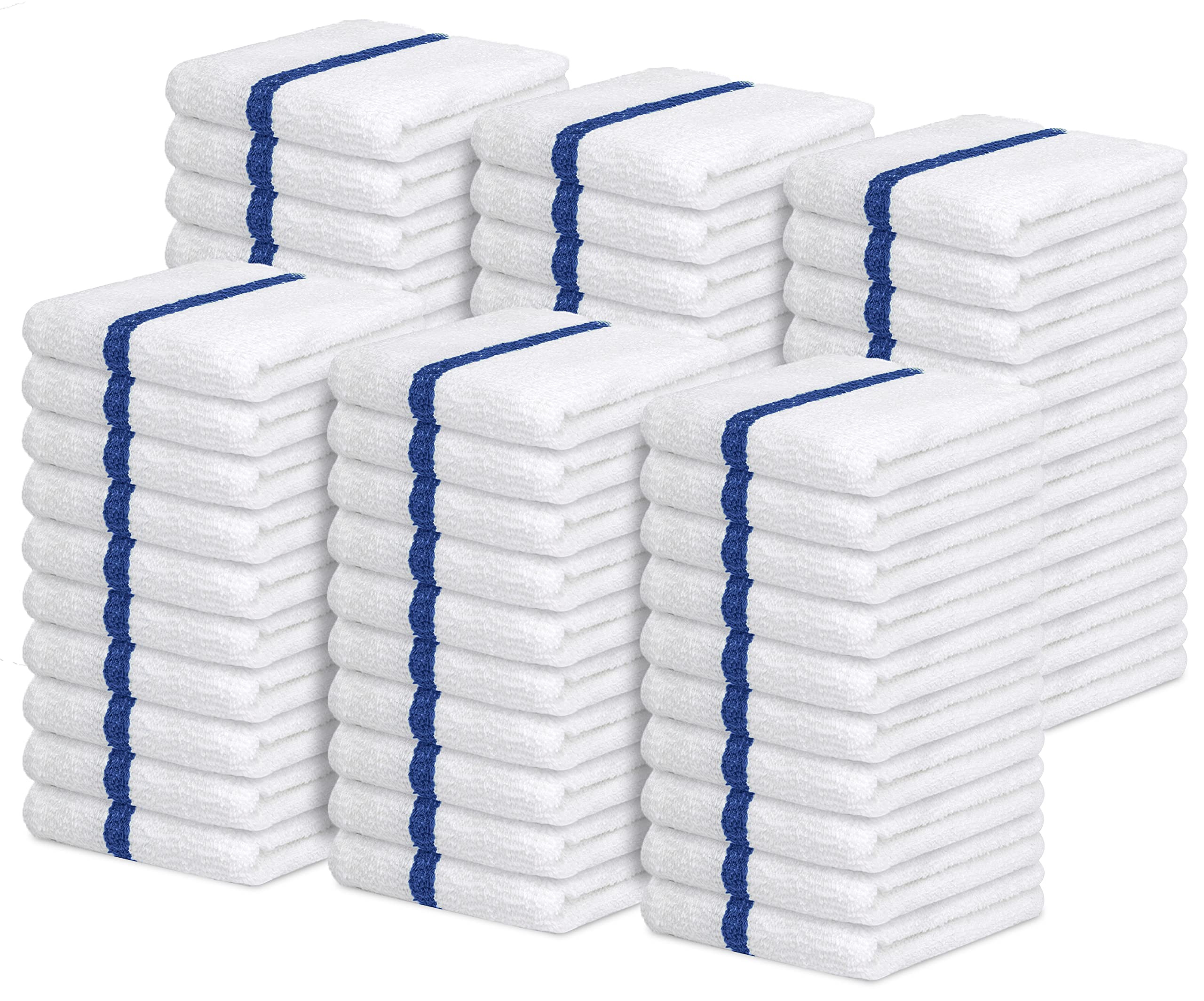 Avalon Towels Terry Bar Mop Towels (Value Pack of 60) Size 16"x19" – Absorbent and Durable, Multipurpose Towels, Cotton Cleaning Rags, Bar Towels, Restaurant Towels, Reusable Shop Rags (Blue)