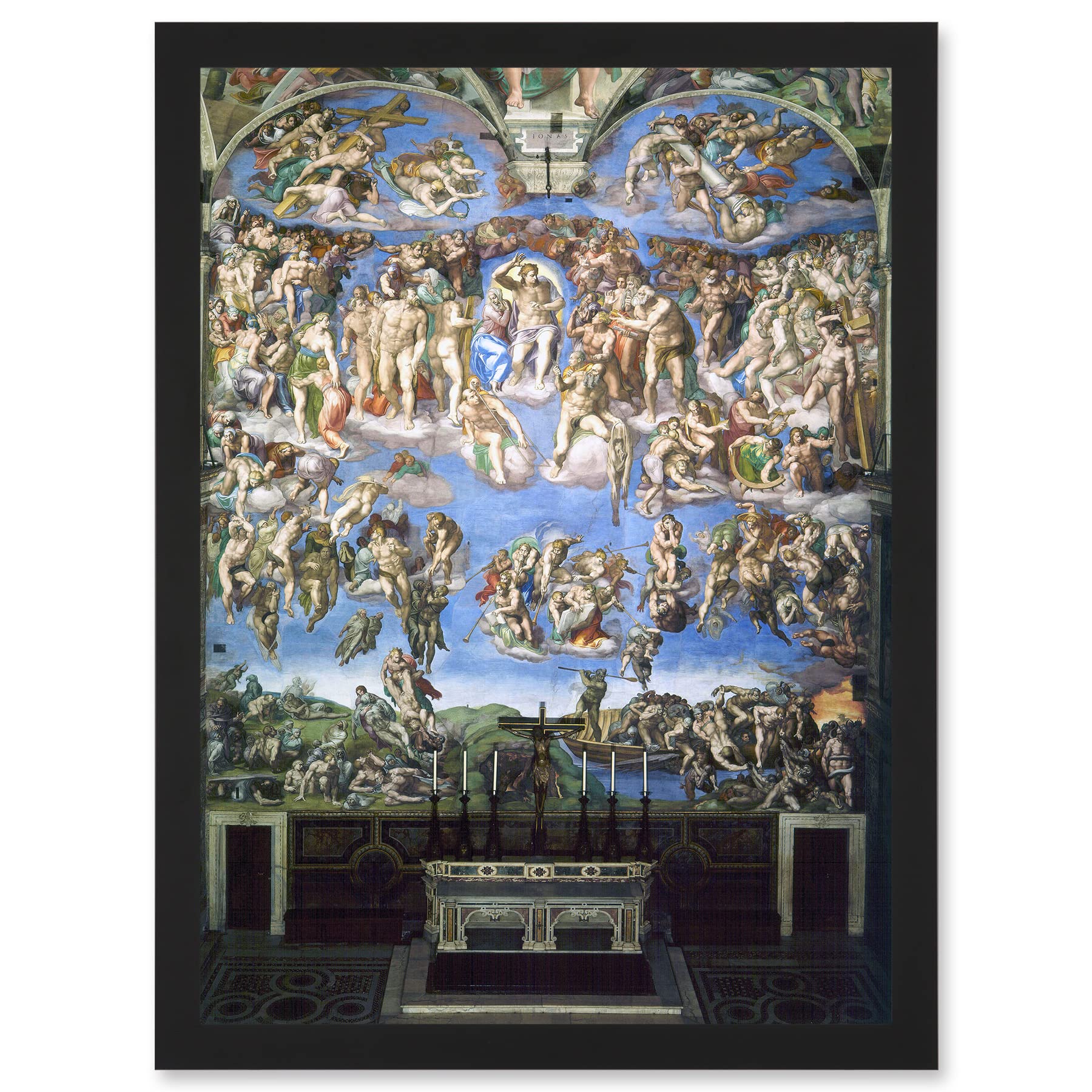 Artery8 Michelangelo The Last Judgement 1541 Old Master Painting Artwork Framed Wall Art Print A4