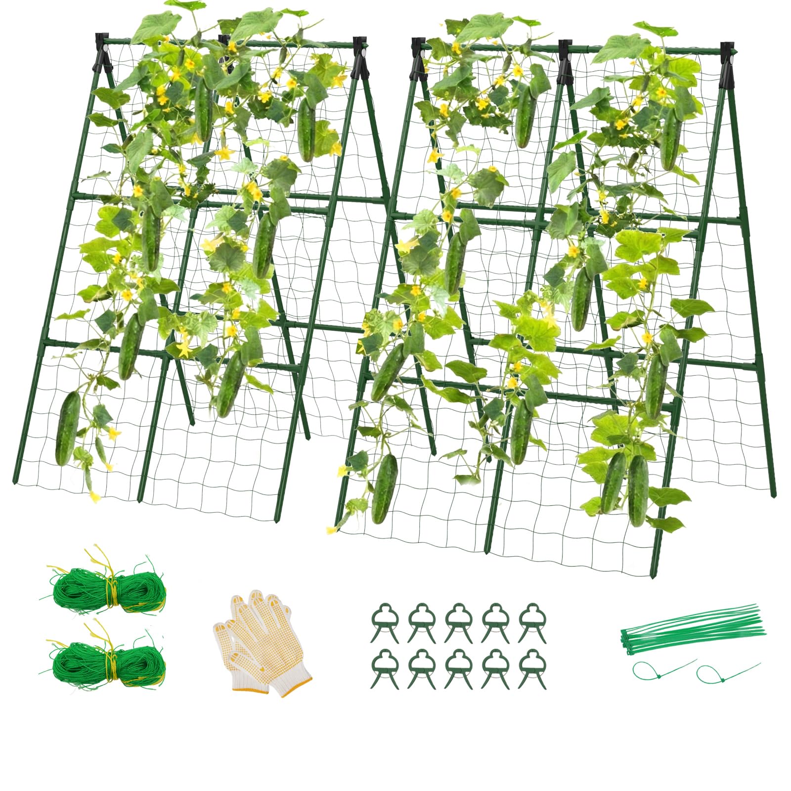 Photo 1 of 2 Pack Cucumber Trellis, 34"×48" Garden Trellis for Climbing Plants Outdoor, A-Frame Vegetable Trellis for Raised Bed, Support for Tomatoes, Squash, Zucchini, Vegetables & Flowers