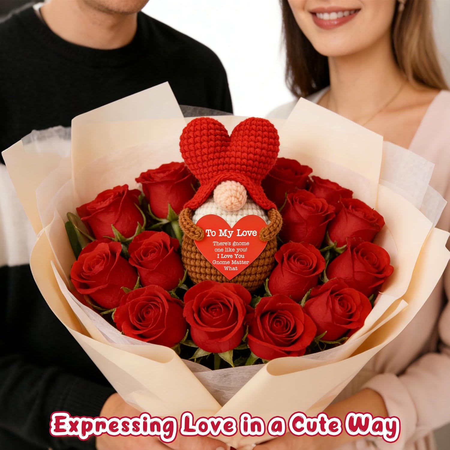 Valentines Day Gifts for Her Him, to My Love Crochet Heart Gnome Wedding Anniversary Long Distance Gift for Boyfriend Girlfriend Wife Husband, Romantic Birthday Gift for Couple - Image 7