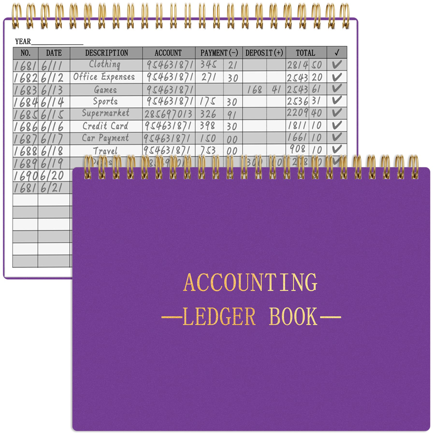 HAUTOCO Accounting Ledger Book A5 Horizontal Ledger Books for Small Business Bookkeeping Expense Tracker Notebook for Home Budget Tracking Personal