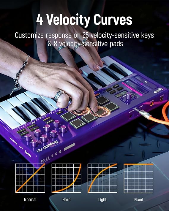 Synido TempoKEY K25 USB C MIDI Keyboard with Wireless MIDI Pad Controller