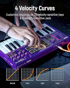 Synido TempoKEY K25 USB C MIDI Keyboard with Wireless MIDI Pad Controller