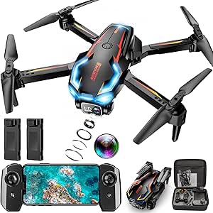 Drone with Camera for Adults, 2K HD FPV Quadcopter with Altitude Hold, One-Key Takeoff/Landing, Speed Adjustment, Headless Mode, 2 Batteries, Gift for Teens and Beginners