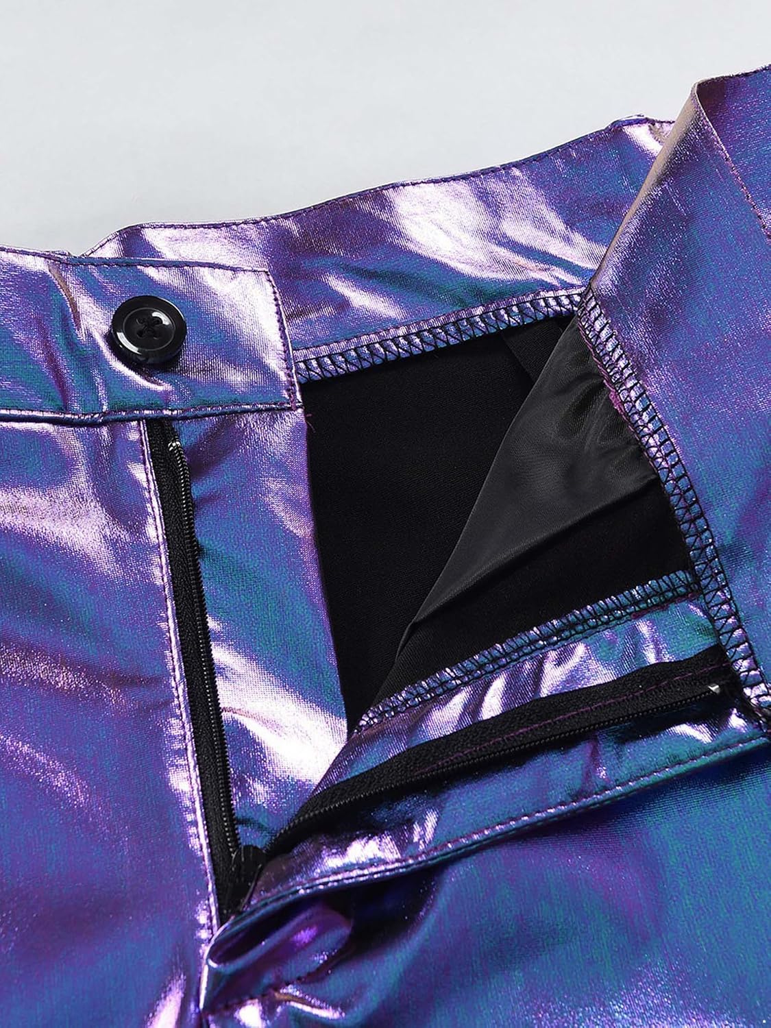 Hularka Mens Metallic Shiny Disco Pants Straight Leg Trousers 70s/80s Festival Rave Cosplay Pants