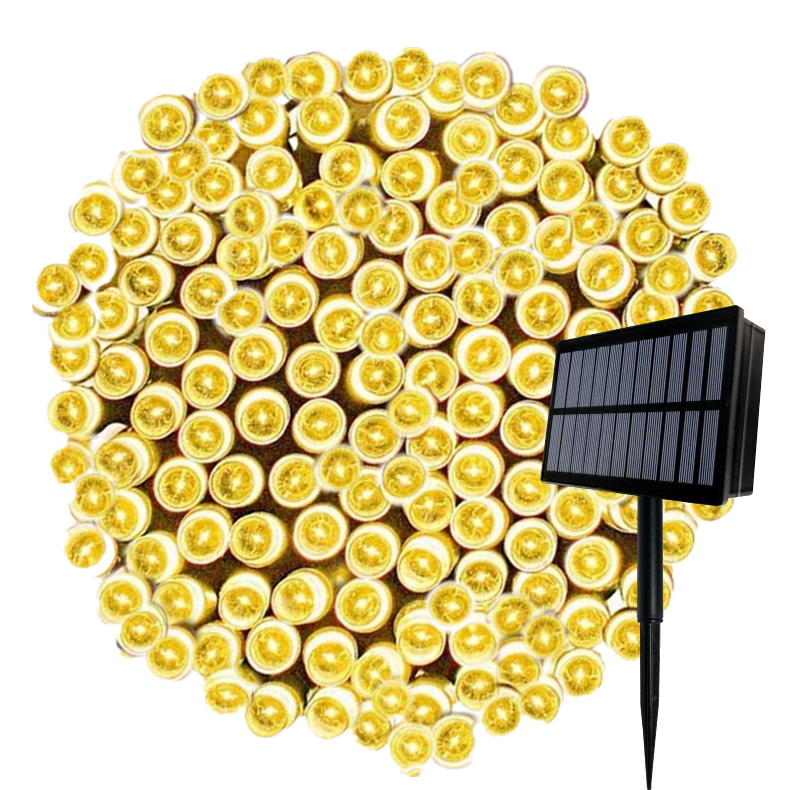 FANSIR Guirlande lumineuse solaire 500 LED d'extérieur étanche, 8 modes, décoration de jardin pour arbre, terrasse, jardin, maison, mariage, fête (blanc chaud)