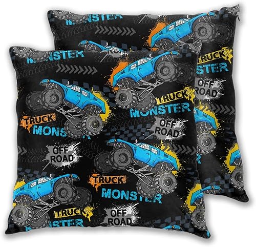 Miniatura 8 de Perinsto Juego de 2 fundas de almohada de estilo extremo Monster Truck Car para sofá, cama, decoración del hogar, 18 x 18 pulgadas