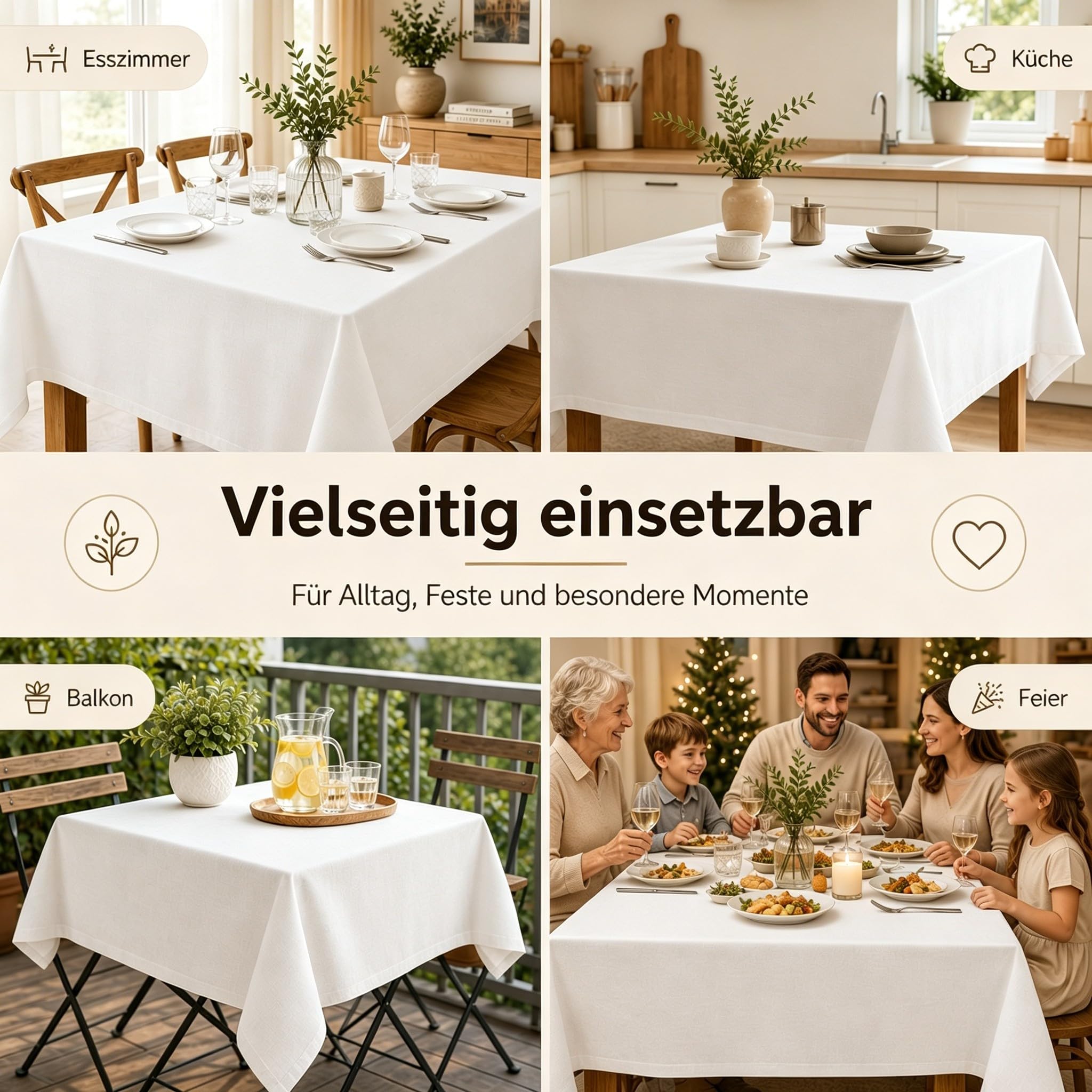 Vichy Karo wasserdichte Tischdecke 140x260 cm Rechteckig, Rot Weiß Kariert Fleckabweisend Pflegeleicht Polyester Tischdecke für Esszimmer Balkon Outdoor W-8