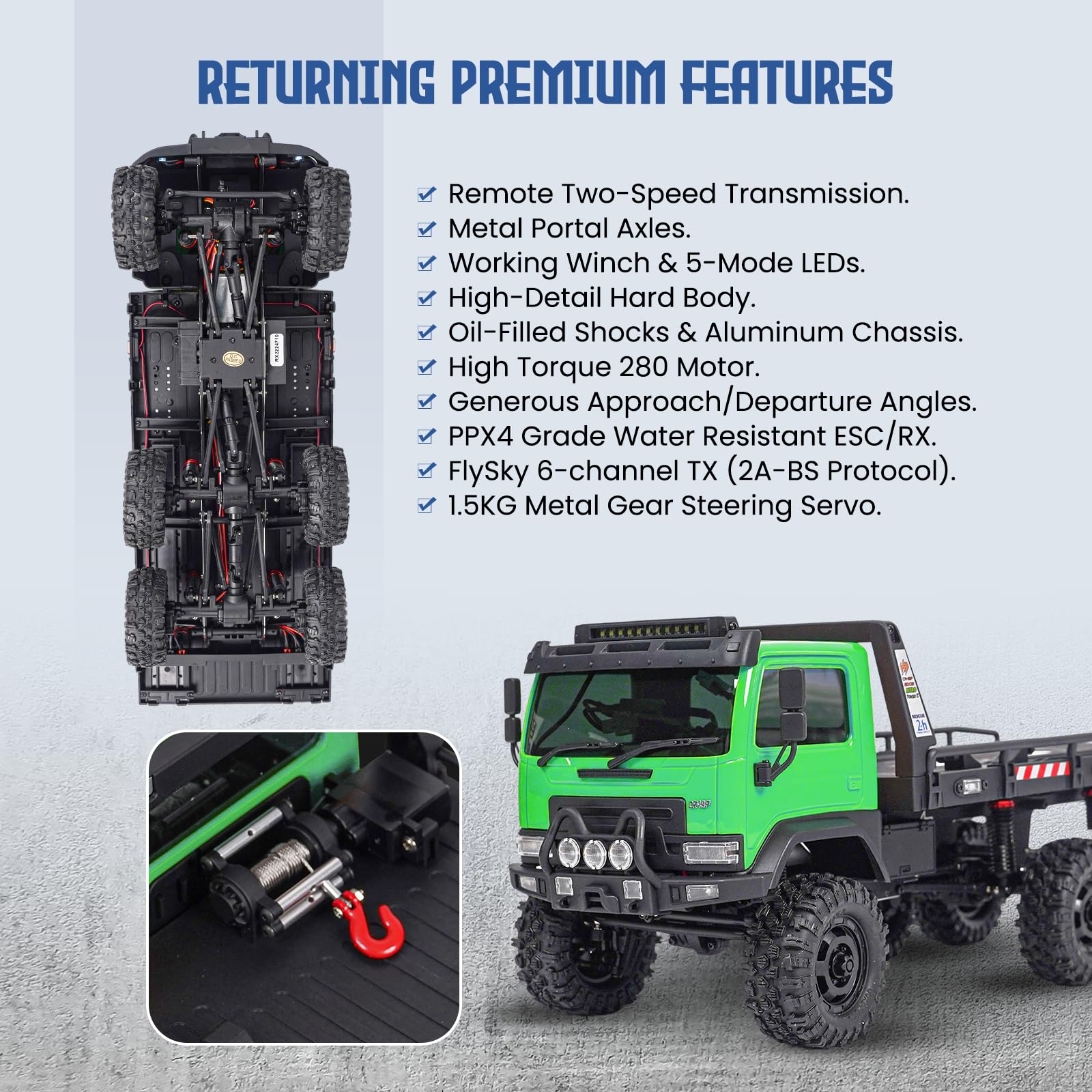 HOBBYPLUS ARKTOS 6x6 V1.5 CR18P Rock Crawler RTR All Terrain - Coche de control remoto, Rock Crawler escala 1/18 6WD 2 velocidades de transmisión todoterreno para mayores de 14 años, aficionados a