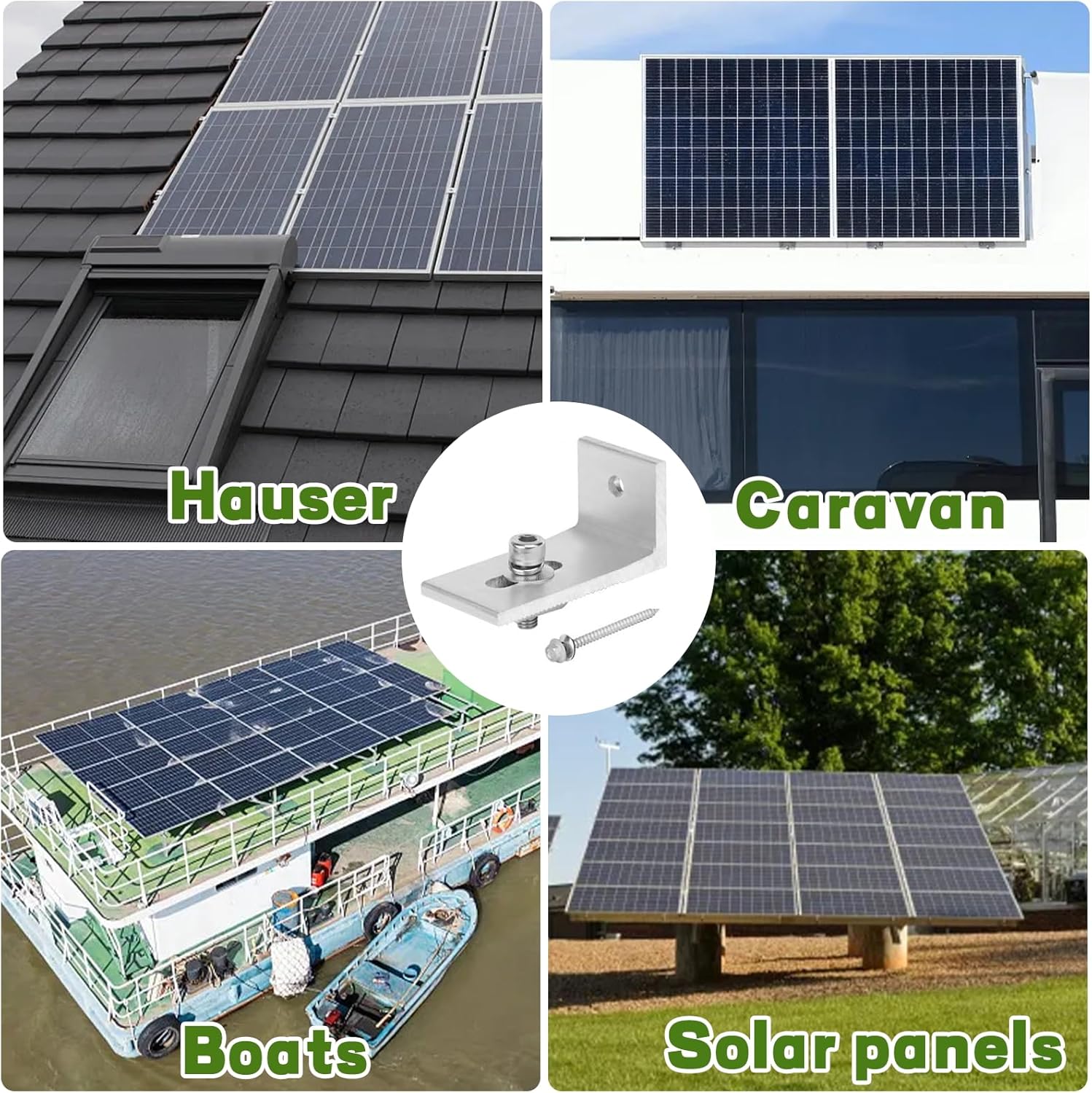 6 Pack Solar Mount L-Bracket with Hardware, Aluminum Alloy Photovoltaic Solar Panel Mounting L Brackets for RV Boat Off Grid Roof, Motor Home Roof