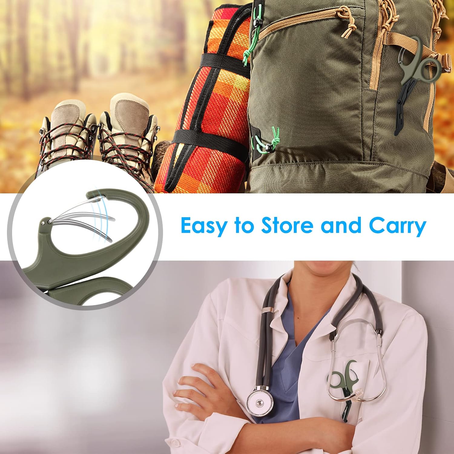 GRICARE Trauma Shears Medical Scissors with Carabiner, 7.5" Bandage Nursing Scissors, Premium Fluoride-Coated Surgical Scissors for Nurses, Doctors, Nursing Students, First Aid, EMT and EMS Green : Industrial & Scientific